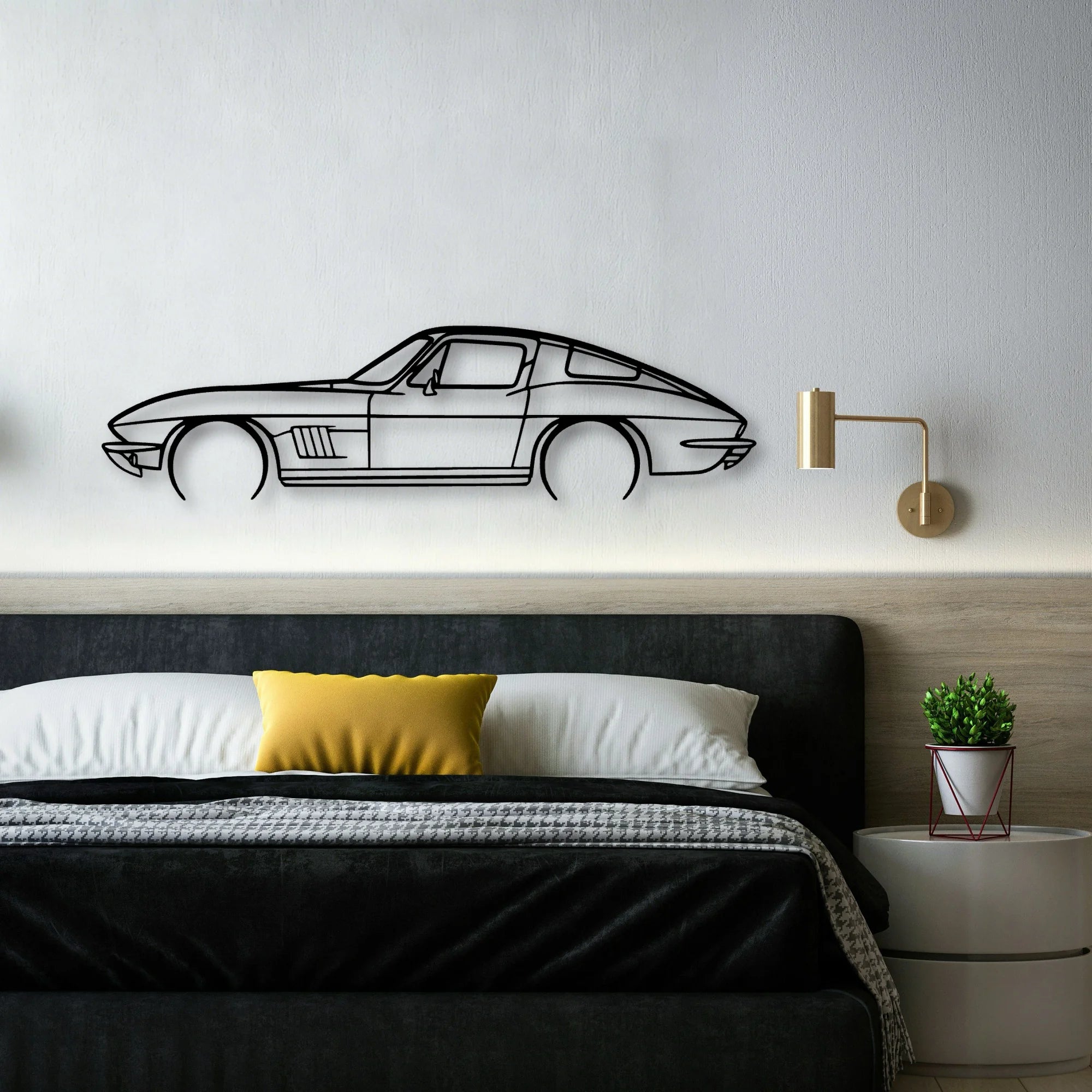 C2 1967 Classic Silhouette Metal Wall Art - Automotive Garage Decor