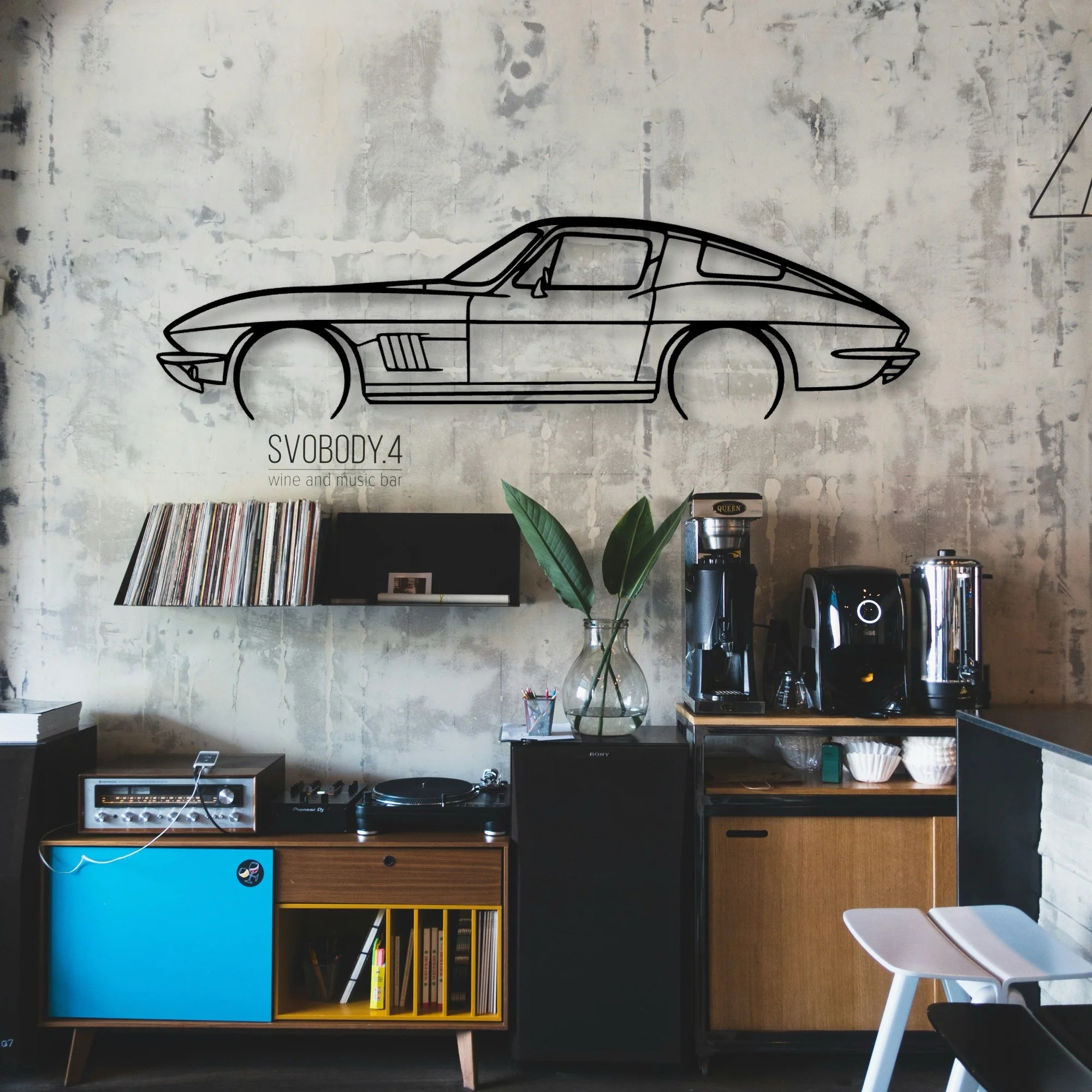 C2 1967 Classic Silhouette Metal Wall Art - Automotive Garage Decor