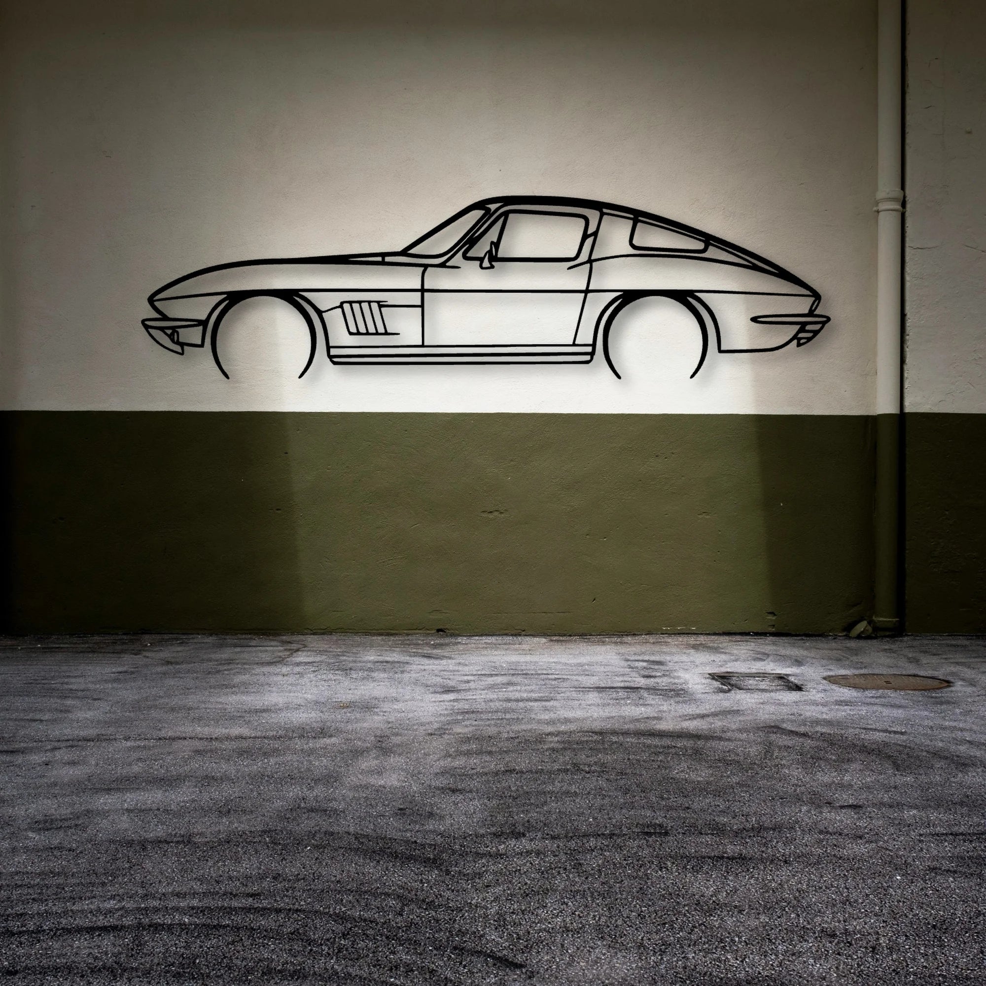 C2 1967 Classic Silhouette Metal Wall Art - Automotive Garage Decor
