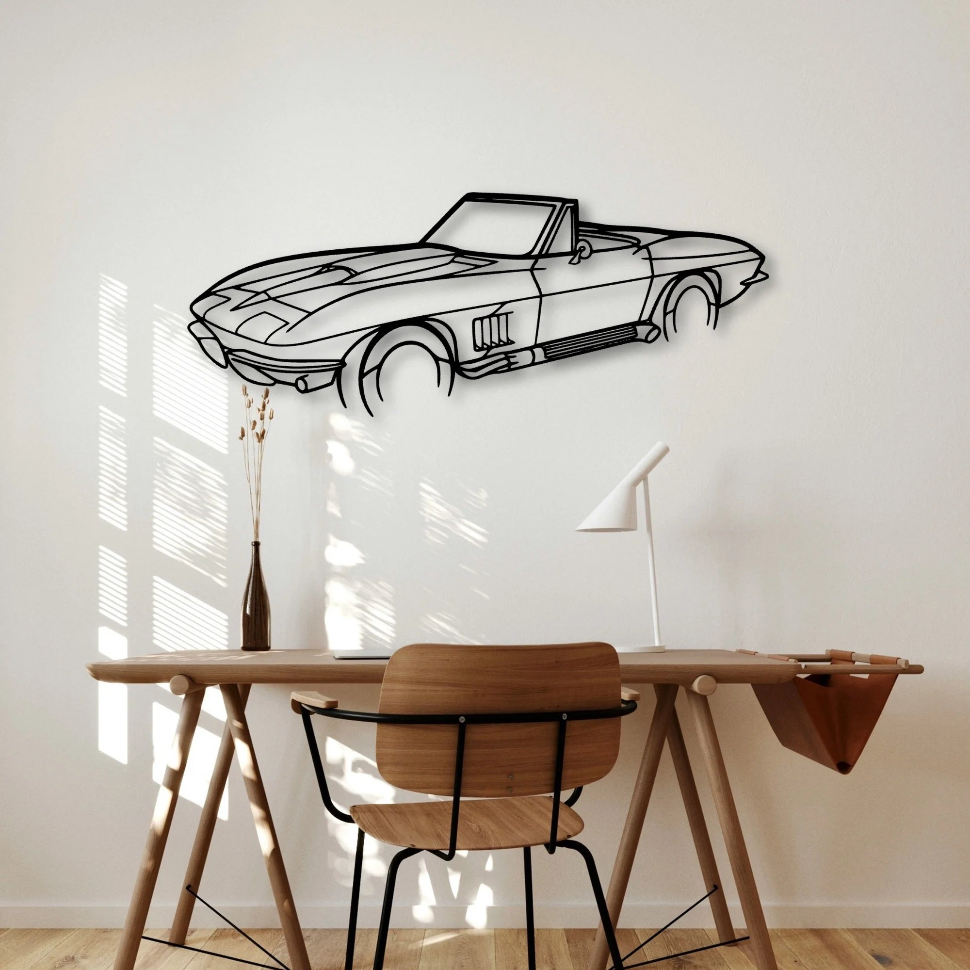 C2 Angle 2 Classic Silhouette Metal Wall Art - Automotive Garage Decor