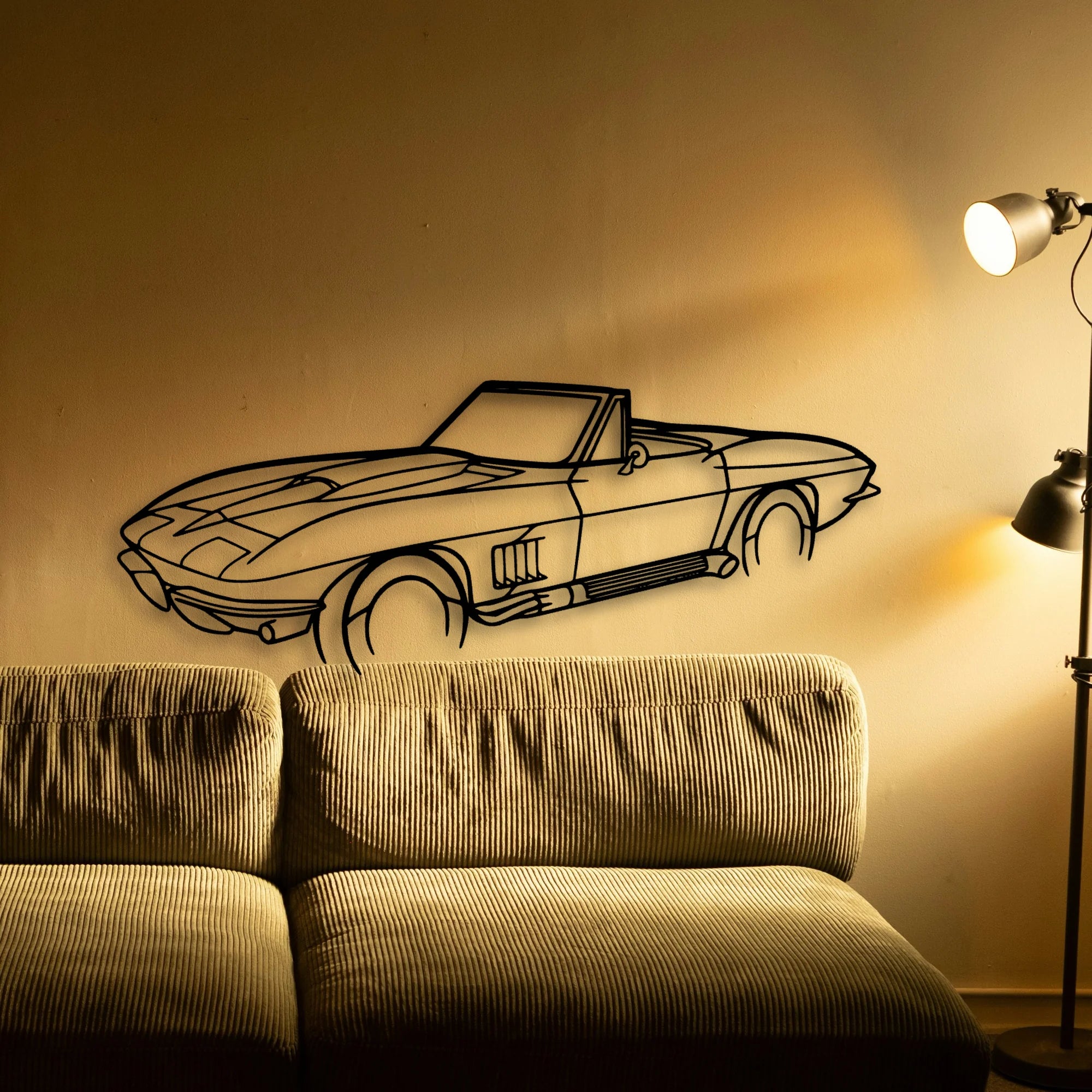C2 Angle 2 Classic Silhouette Metal Wall Art - Automotive Garage Decor