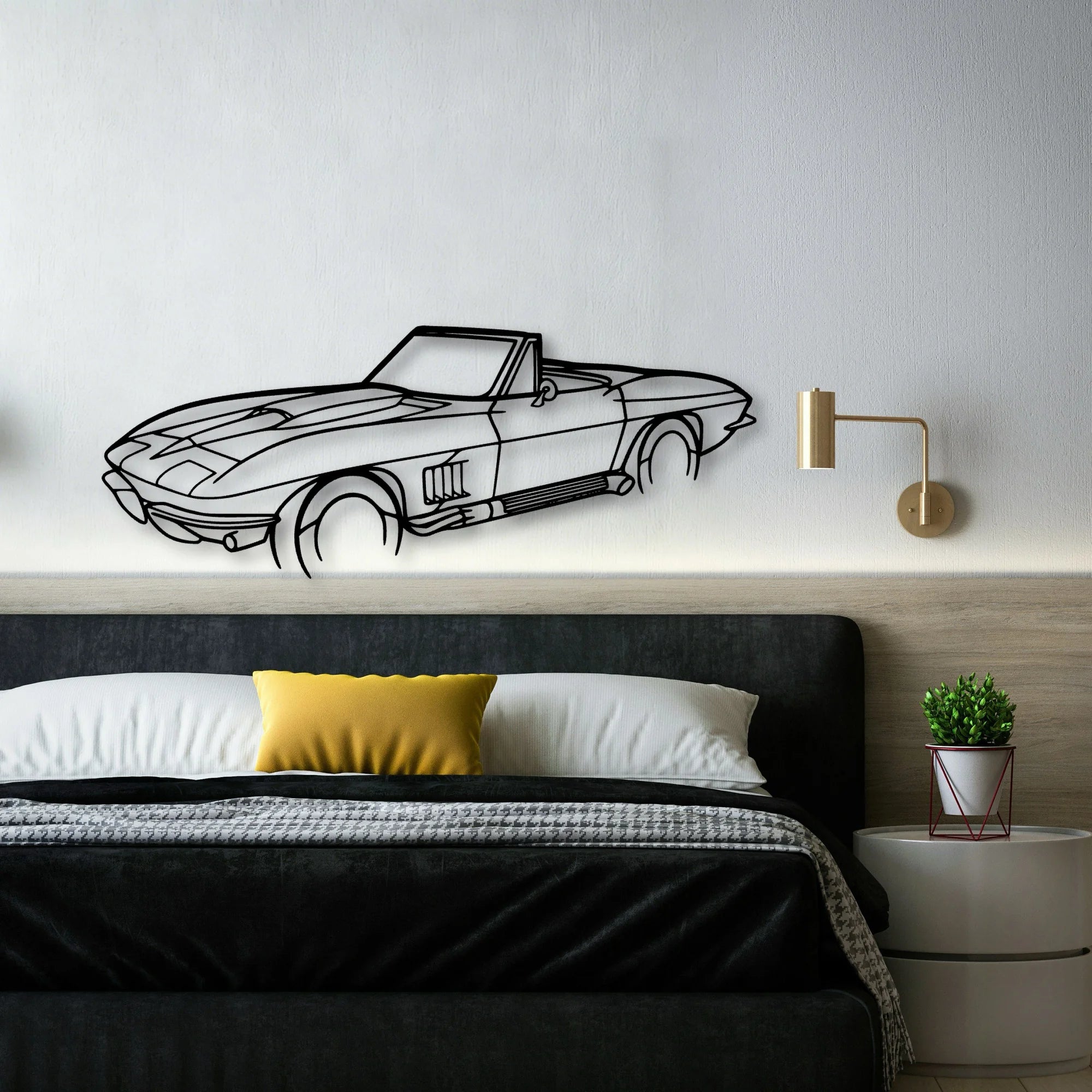 C2 Angle 2 Classic Silhouette Metal Wall Art - Automotive Garage Decor