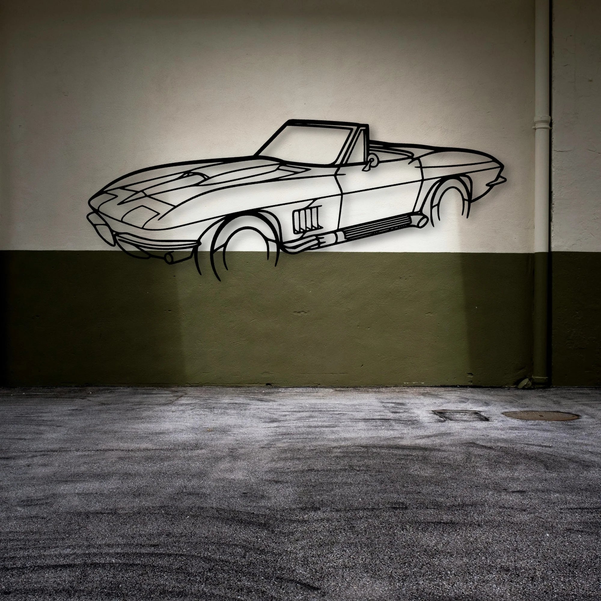 C2 Angle 2 Classic Silhouette Metal Wall Art - Automotive Garage Decor