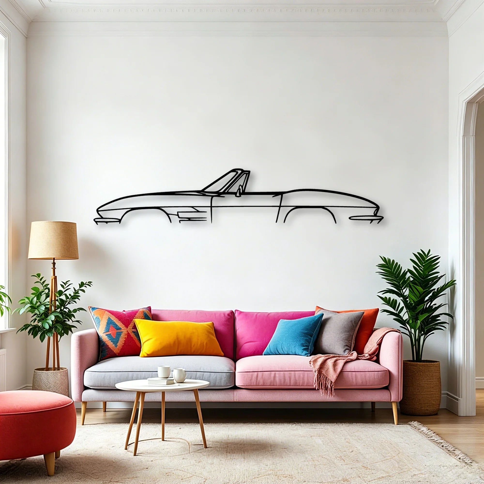 C2 Convertible 1964 Classic Silhouette Metal Wall Art - Automotive Garage Decor