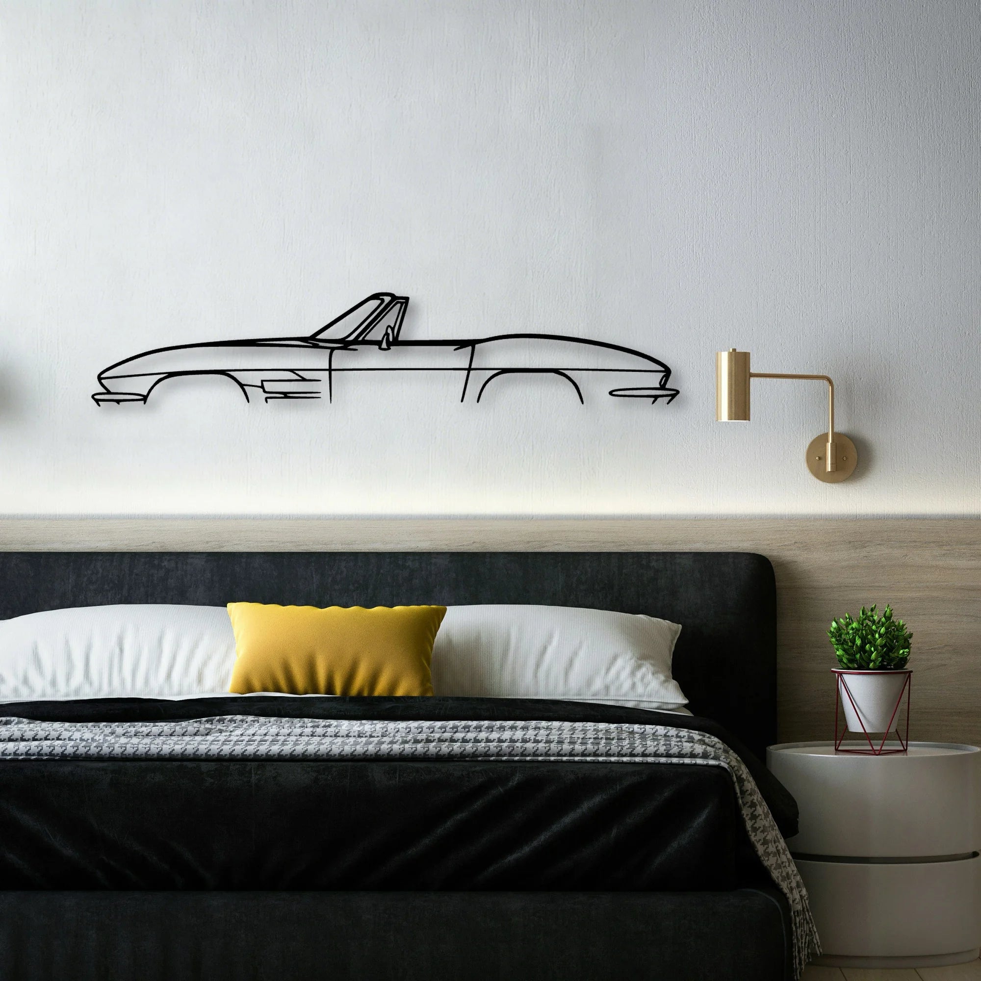 C2 Convertible 1964 Classic Silhouette Metal Wall Art - Automotive Garage Decor