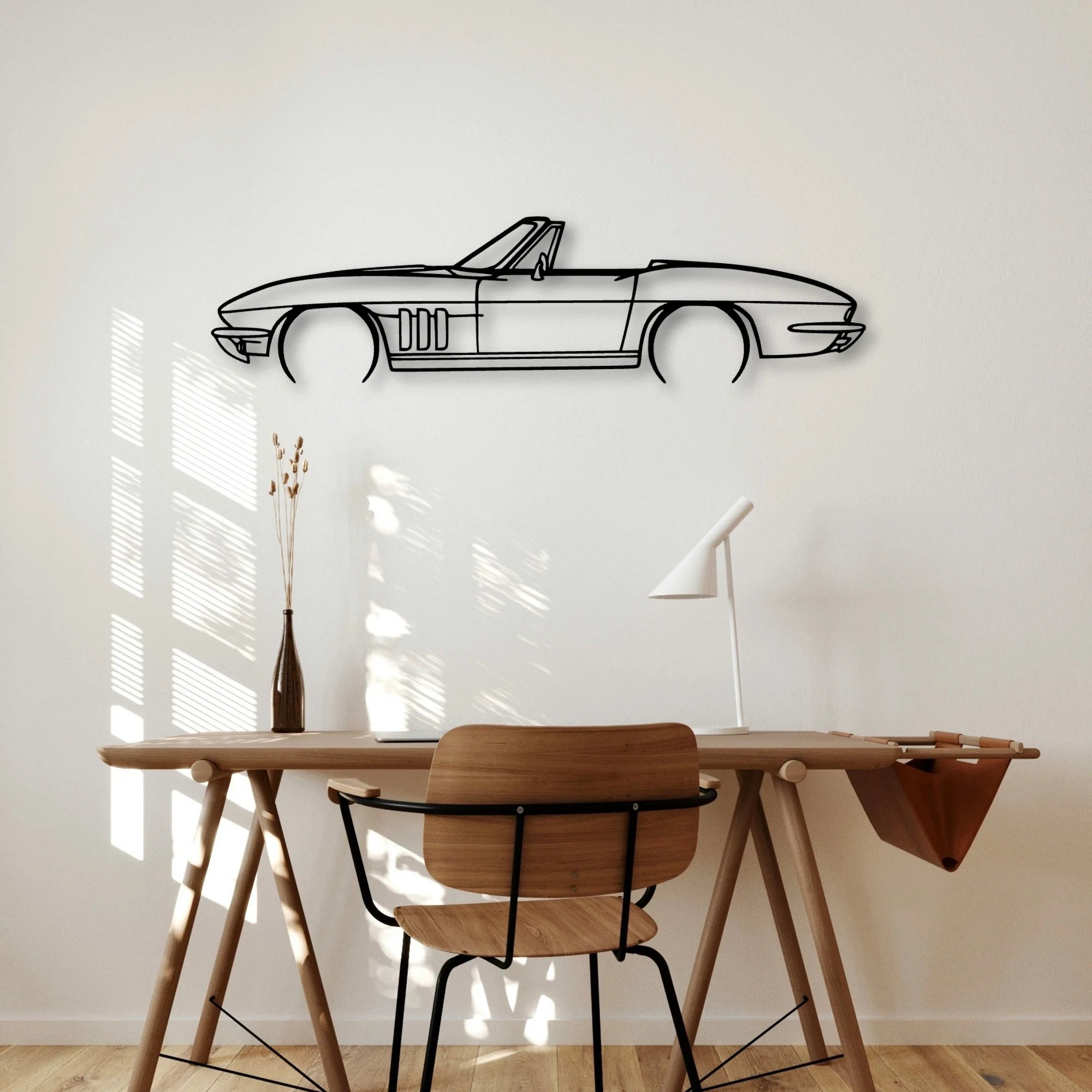 C2 Convertible 1966 Classic Silhouette Metal Wall Art - Automotive Garage Decor