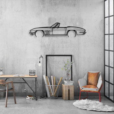 C2 Convertible 1966 Classic Silhouette Metal Wall Art - Automotive Garage Decor