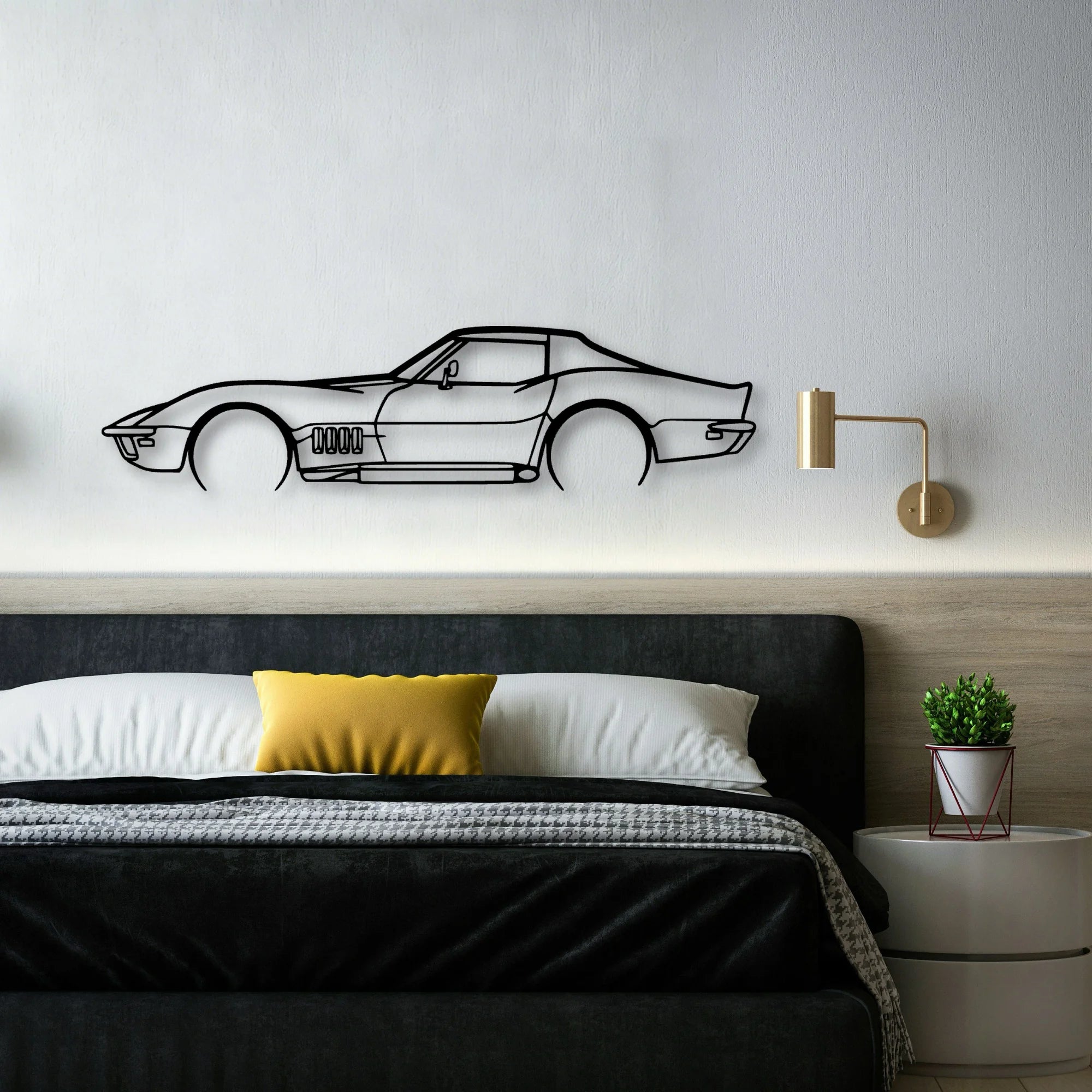 C3 1969 Classic Silhouette Metal Wall Art - Automotive Garage Decor
