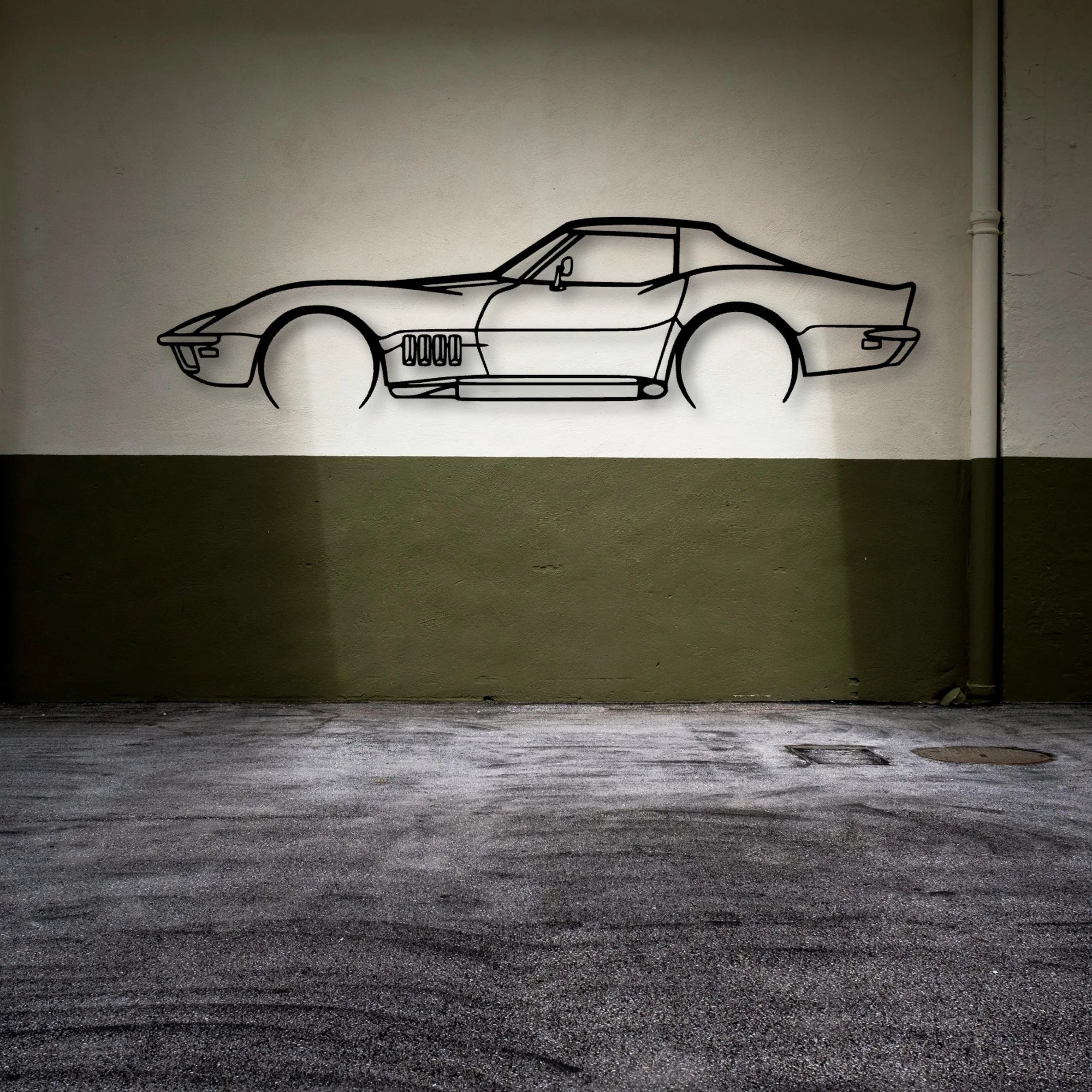 C3 1969 Classic Silhouette Metal Wall Art - Automotive Garage Decor