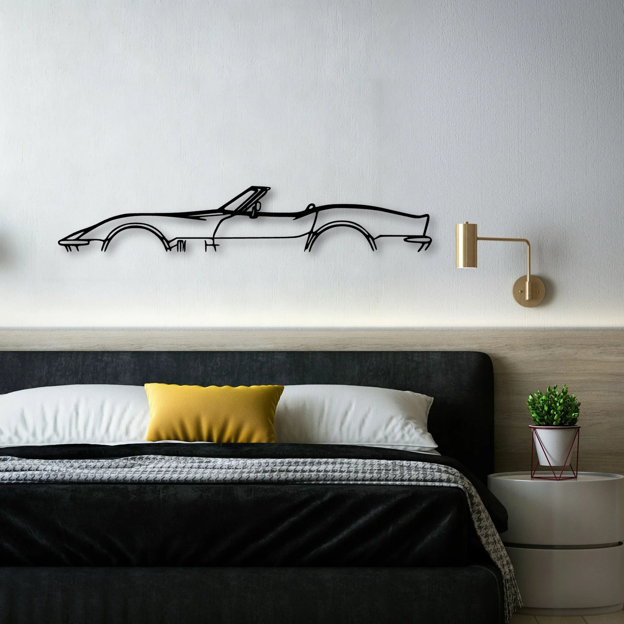 C3 1969 Cabrio Classic Silhouette Metal Wall Art - Automotive Garage Decor