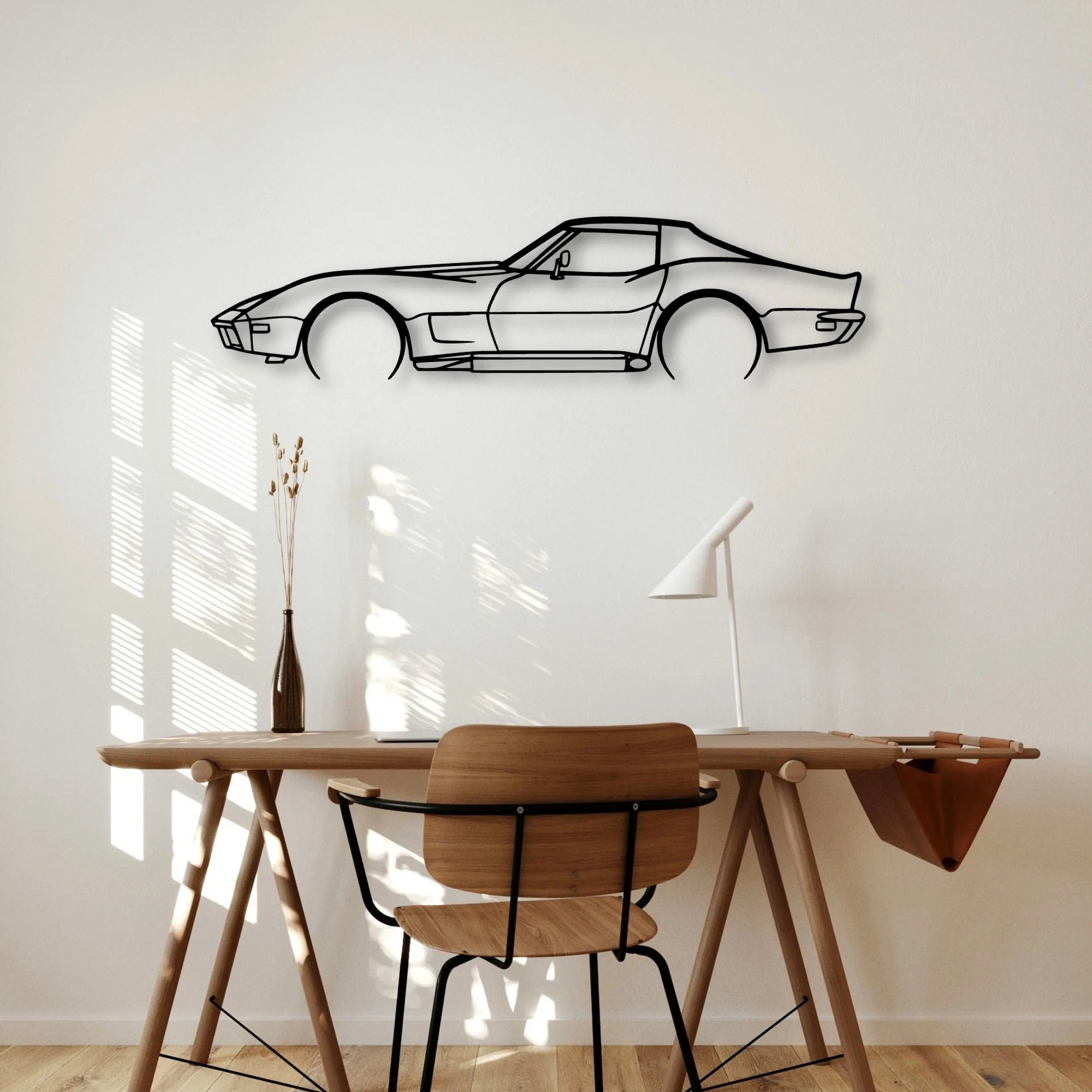 C3 1973 Classic Silhouette Metal Wall Art - Automotive Garage Decor