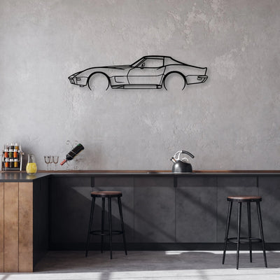 C3 1973 Classic Silhouette Metal Wall Art - Automotive Garage Decor