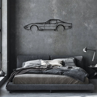 C3 1973 Classic Silhouette Metal Wall Art - Automotive Garage Decor