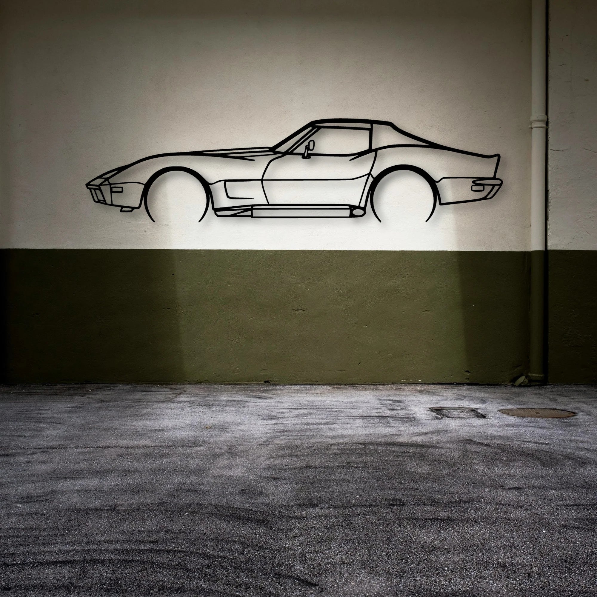 C3 1973 Classic Silhouette Metal Wall Art - Automotive Garage Decor