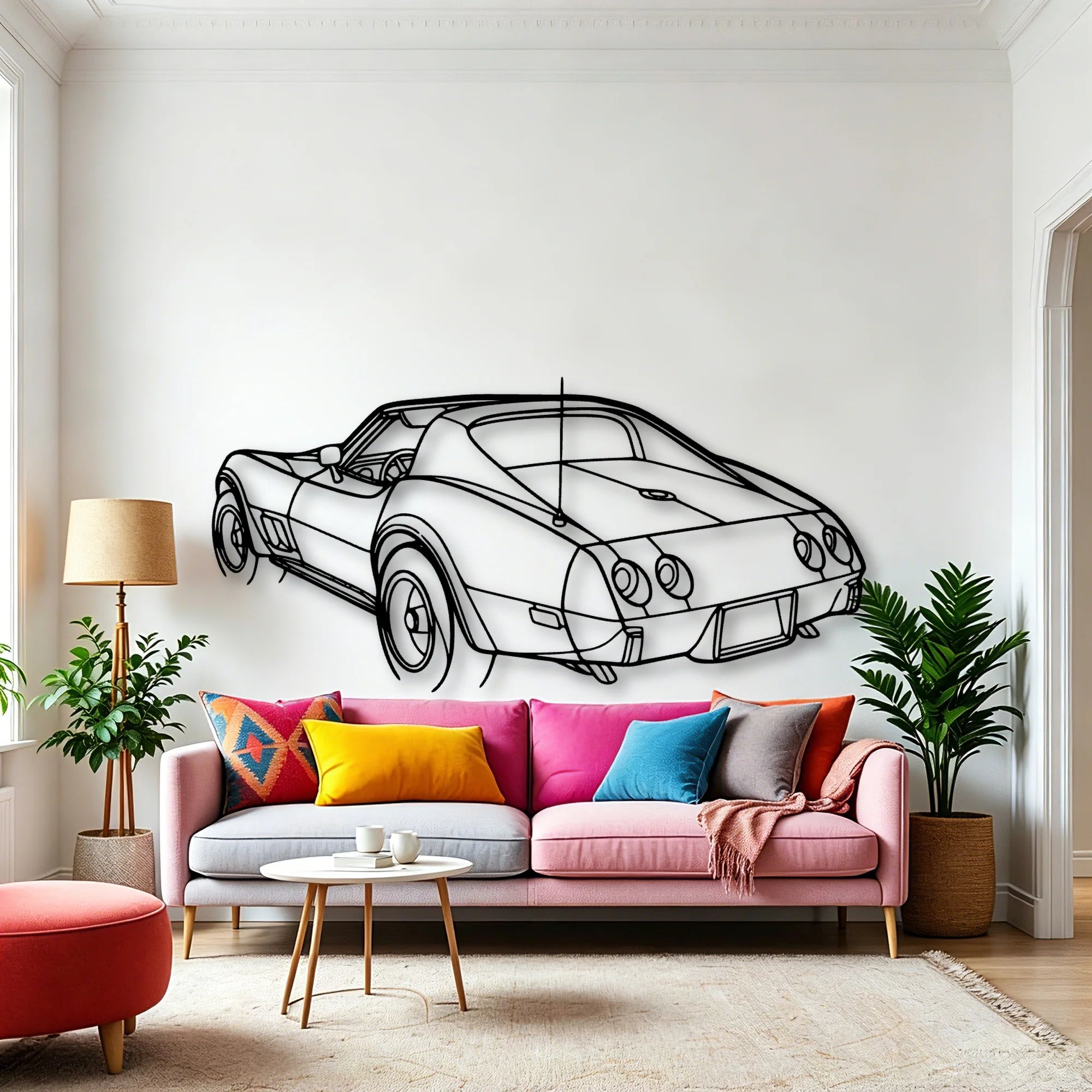 C3 1976 Angle Classic Silhouette Metal Wall Art - Automotive Garage Decor