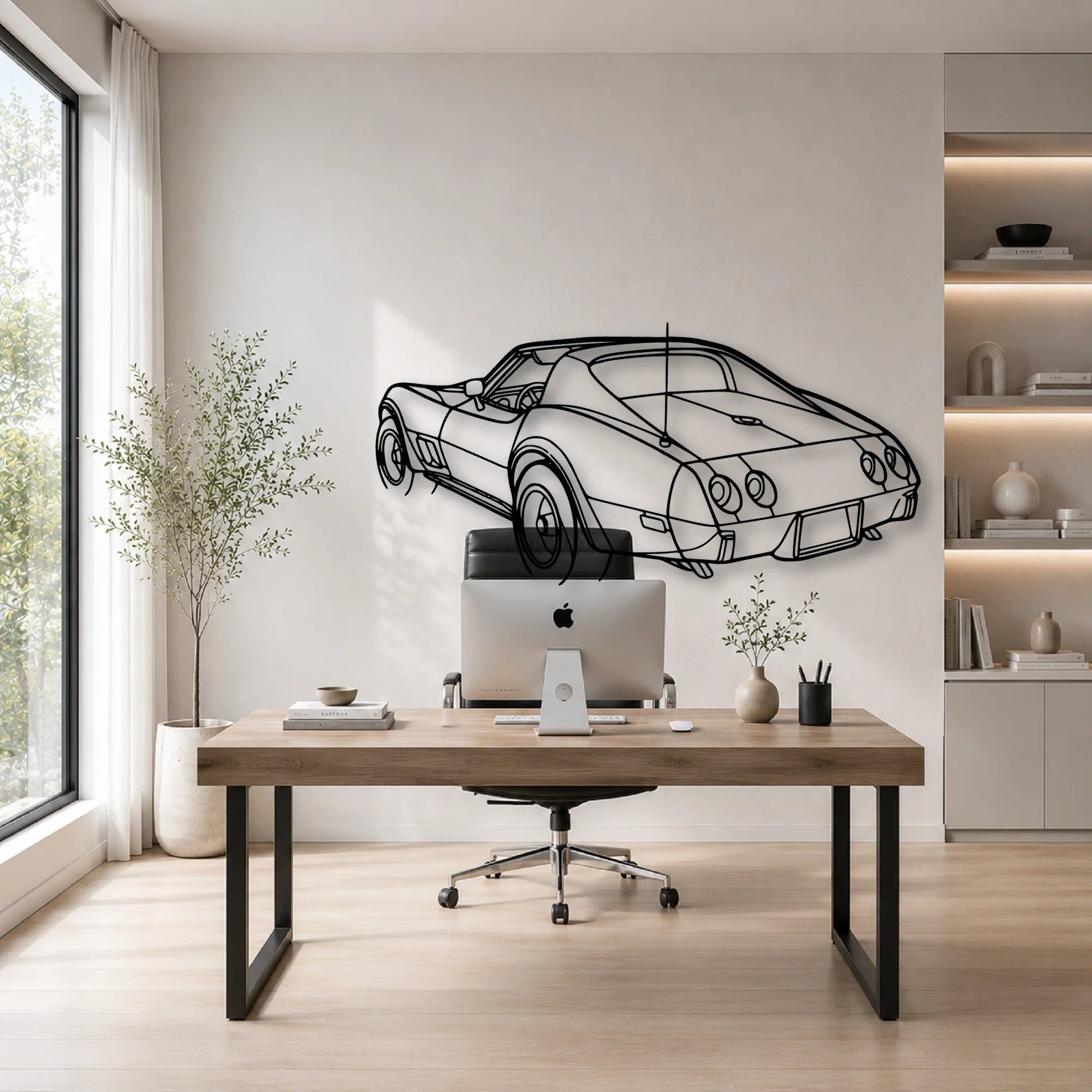 C3 1976 Angle Classic Silhouette Metal Wall Art - Automotive Garage Decor