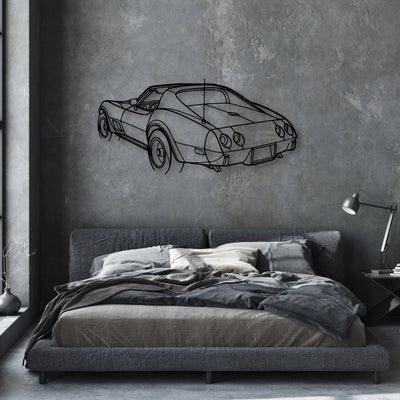 C3 1976 Angle Classic Silhouette Metal Wall Art - Automotive Garage Decor