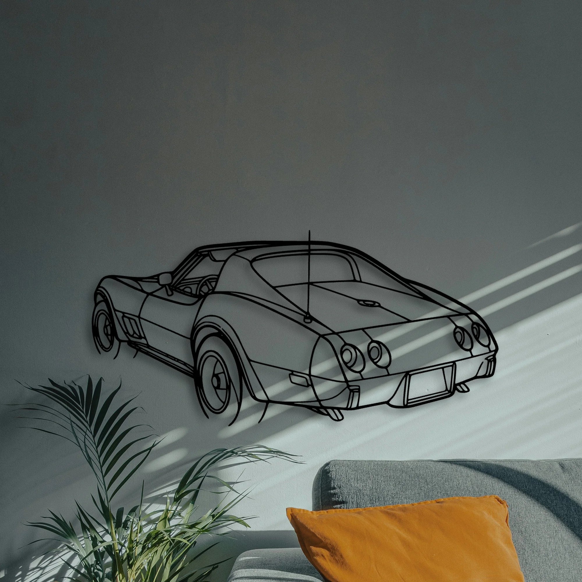 C3 1976 Angle Classic Silhouette Metal Wall Art - Automotive Garage Decor