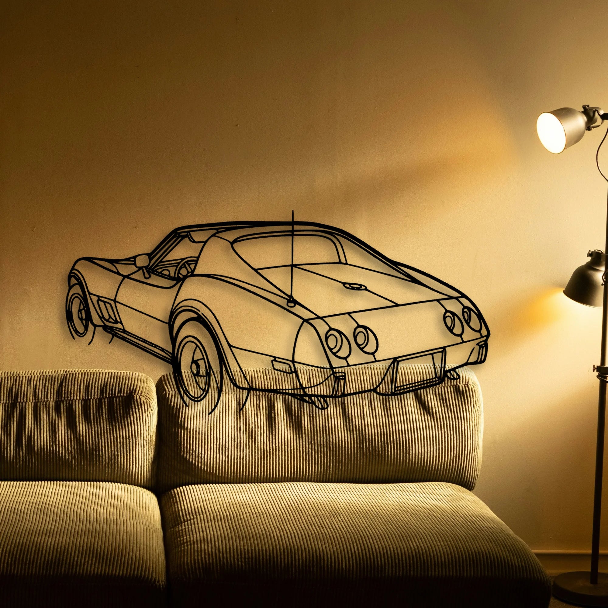 C3 1976 Angle Classic Silhouette Metal Wall Art - Automotive Garage Decor
