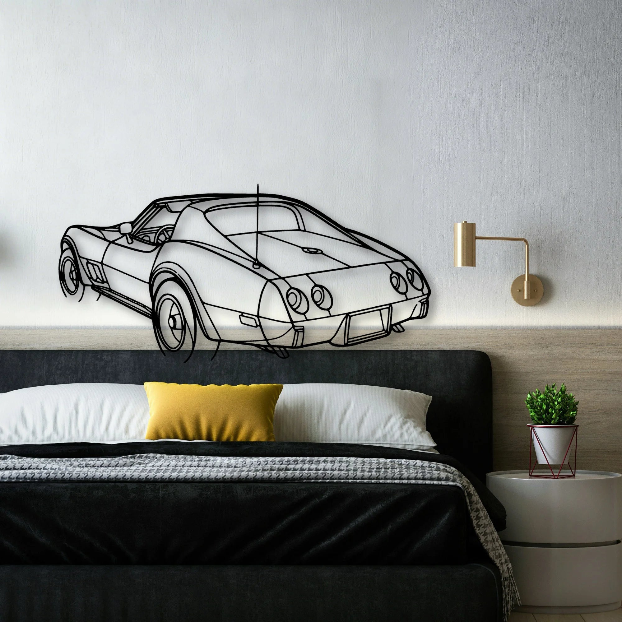 C3 1976 Angle Classic Silhouette Metal Wall Art - Automotive Garage Decor