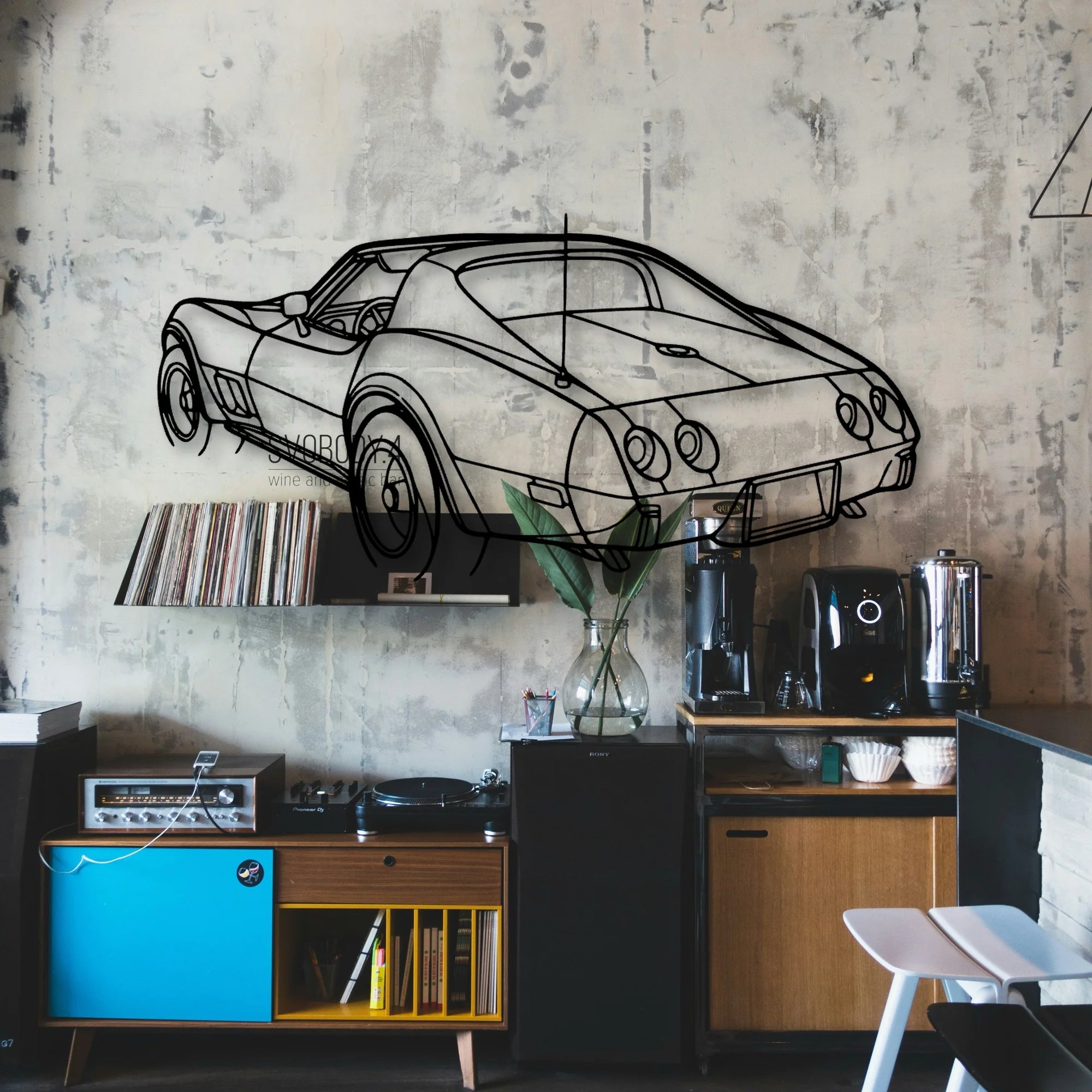 C3 1976 Angle Classic Silhouette Metal Wall Art - Automotive Garage Decor