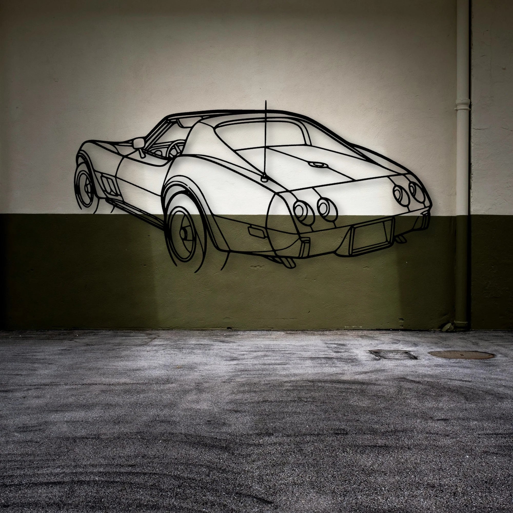 C3 1976 Angle Classic Silhouette Metal Wall Art - Automotive Garage Decor