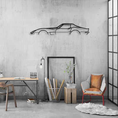 C3 L48 1973 Classic Silhouette Metal Wall Art - Automotive Garage Decor
