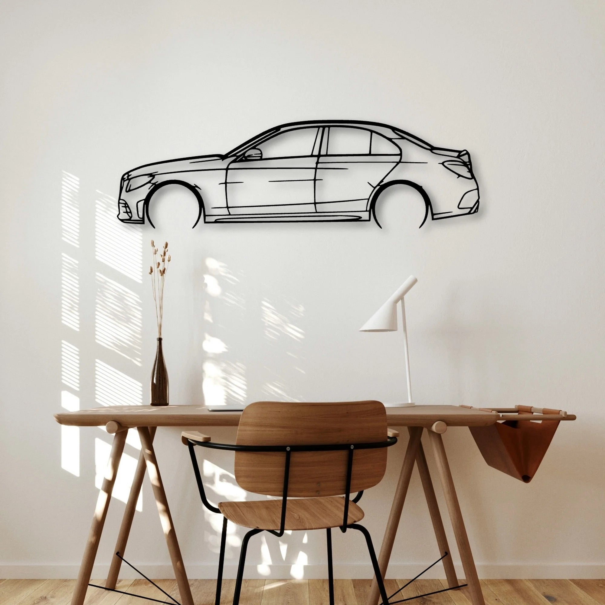 C43AMG 2 Classic Silhouette Metal Wall Art - Automotive Garage Decor