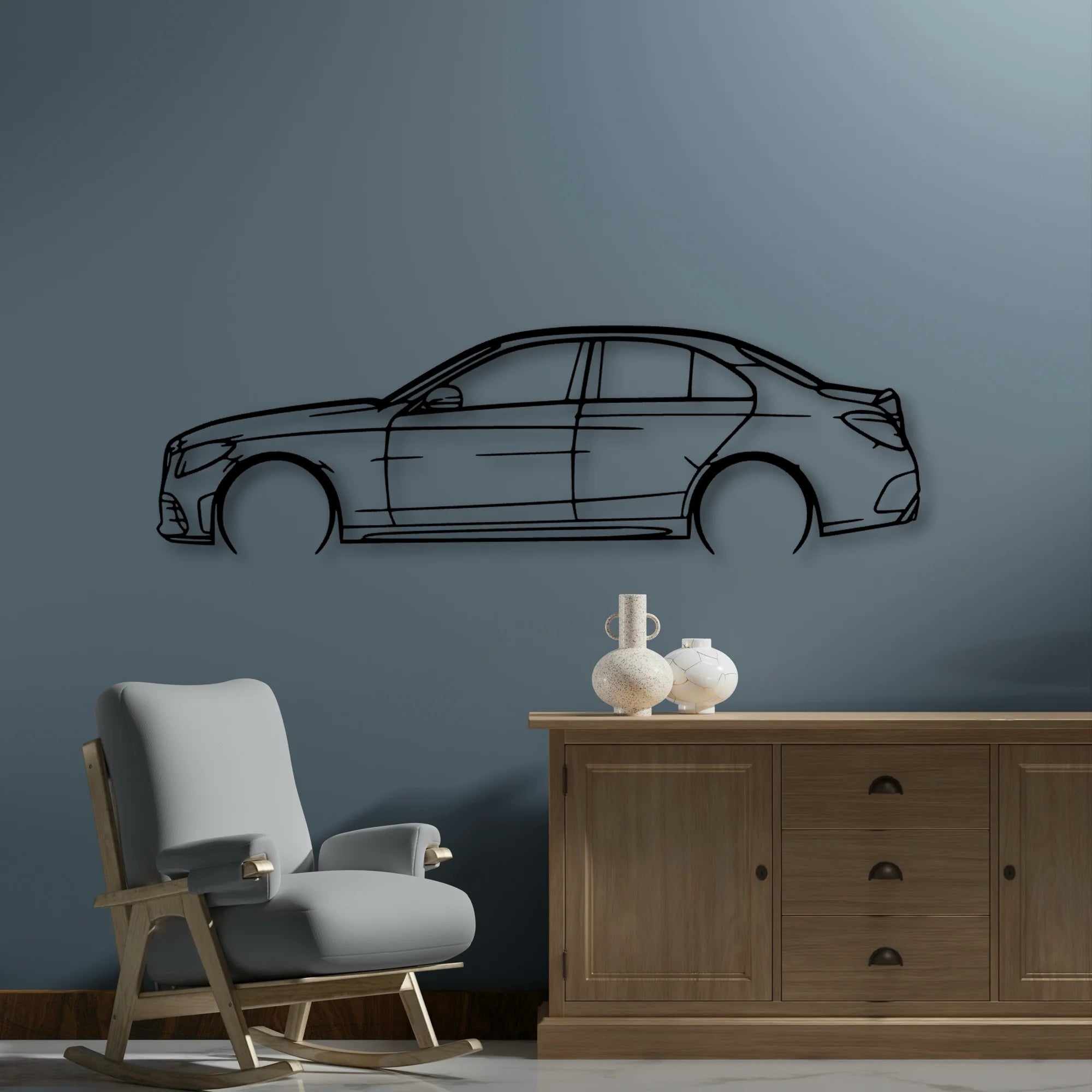 C43AMG 2 Classic Silhouette Metal Wall Art - Automotive Garage Decor
