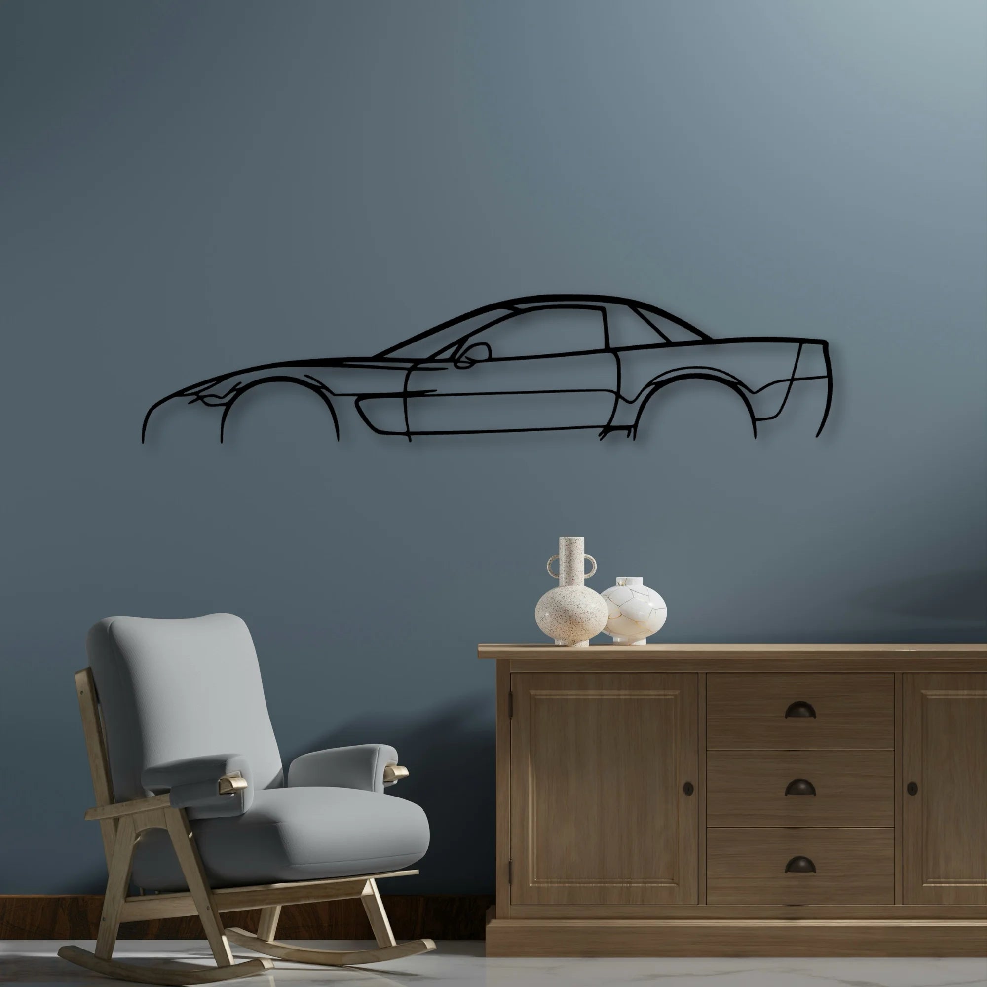 C5 Z06 2002 Classic Silhouette Metal Wall Art - Automotive Garage Decor