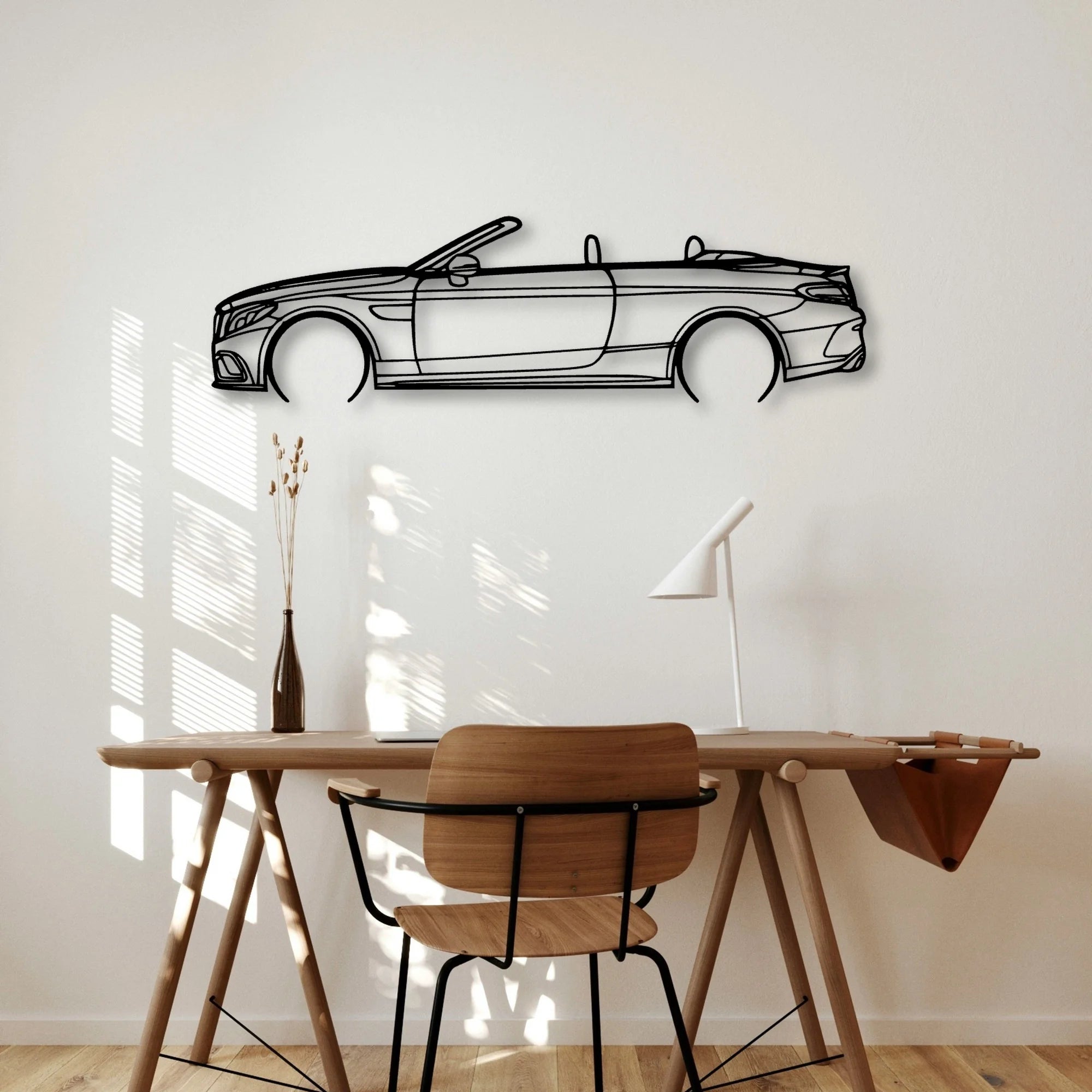 C63S Cabrio 2017 Classic Silhouette Metal Wall Art - Automotive Garage Decor