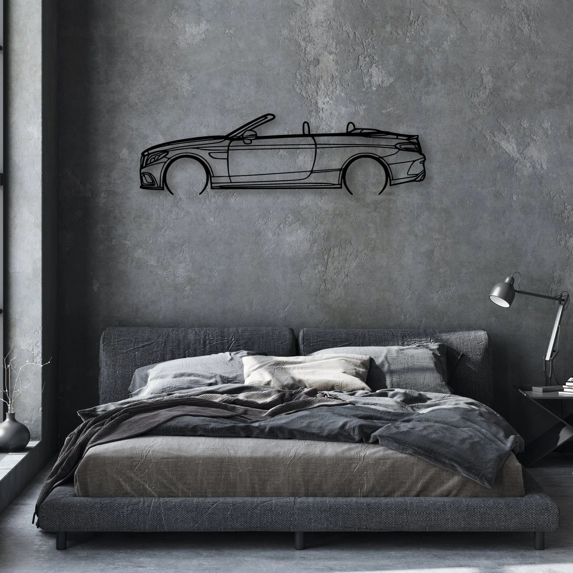 C63S Cabrio 2017 Classic Silhouette Metal Wall Art - Automotive Garage Decor