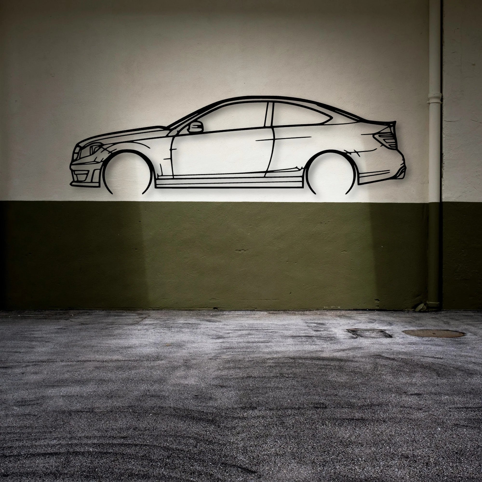 C63 AMG 3 Classic Silhouette Metal Wall Art - Automotive Garage Decor