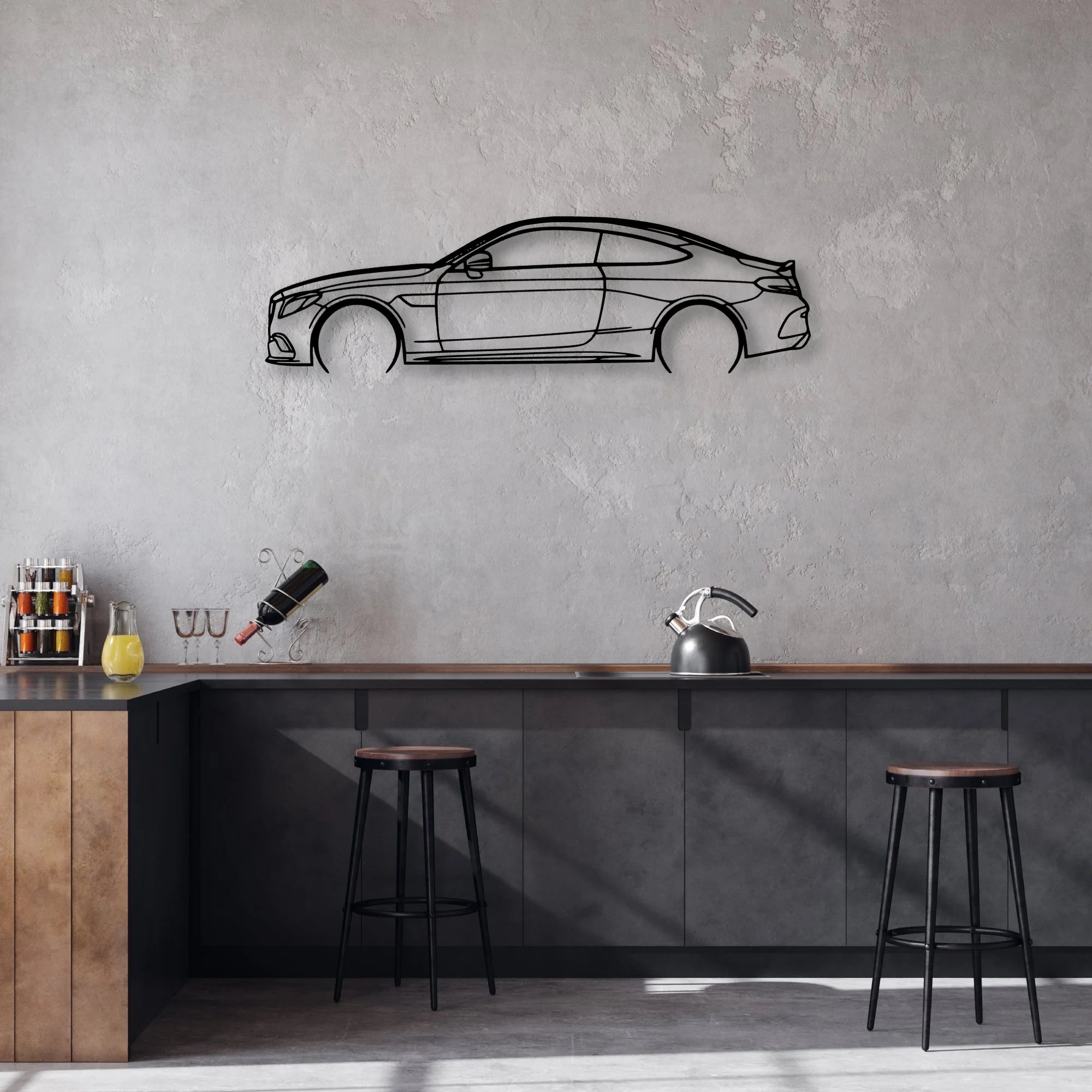 C63s 2019 Classic Silhouette Metal Wall Art - Automotive Garage Decor