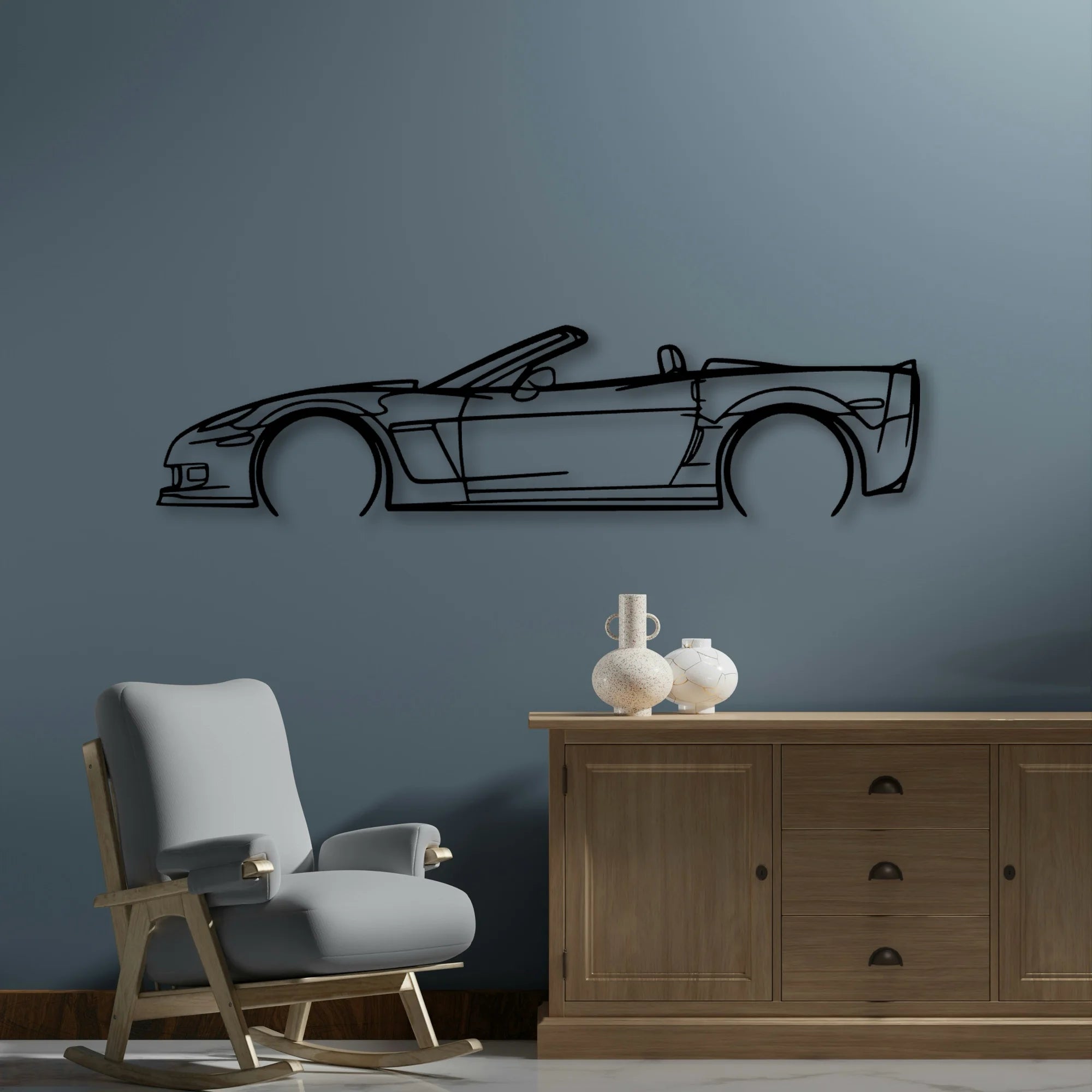 C6 Cabrio 2 Classic Silhouette Metal Wall Art - Automotive Garage Decor