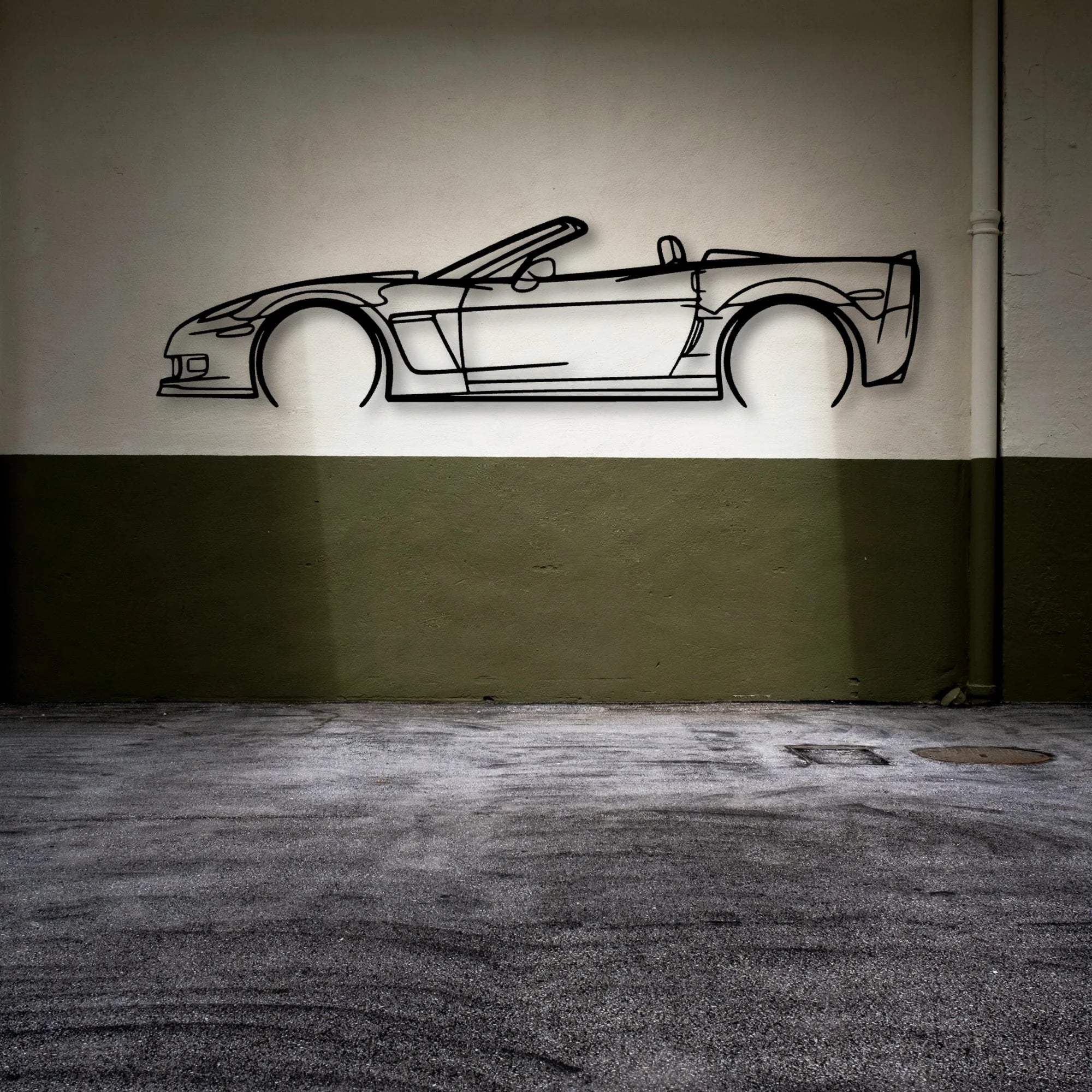 C6 Cabrio 2 Classic Silhouette Metal Wall Art - Automotive Garage Decor