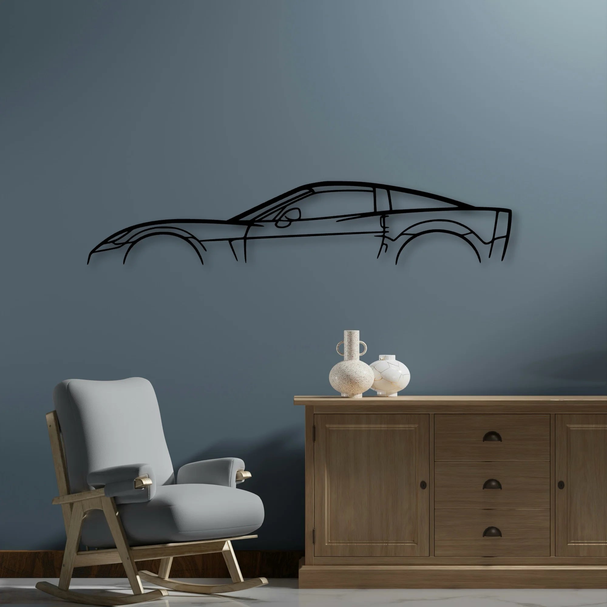 C6 Z06 2 Classic Silhouette Metal Wall Art - Automotive Garage Decor