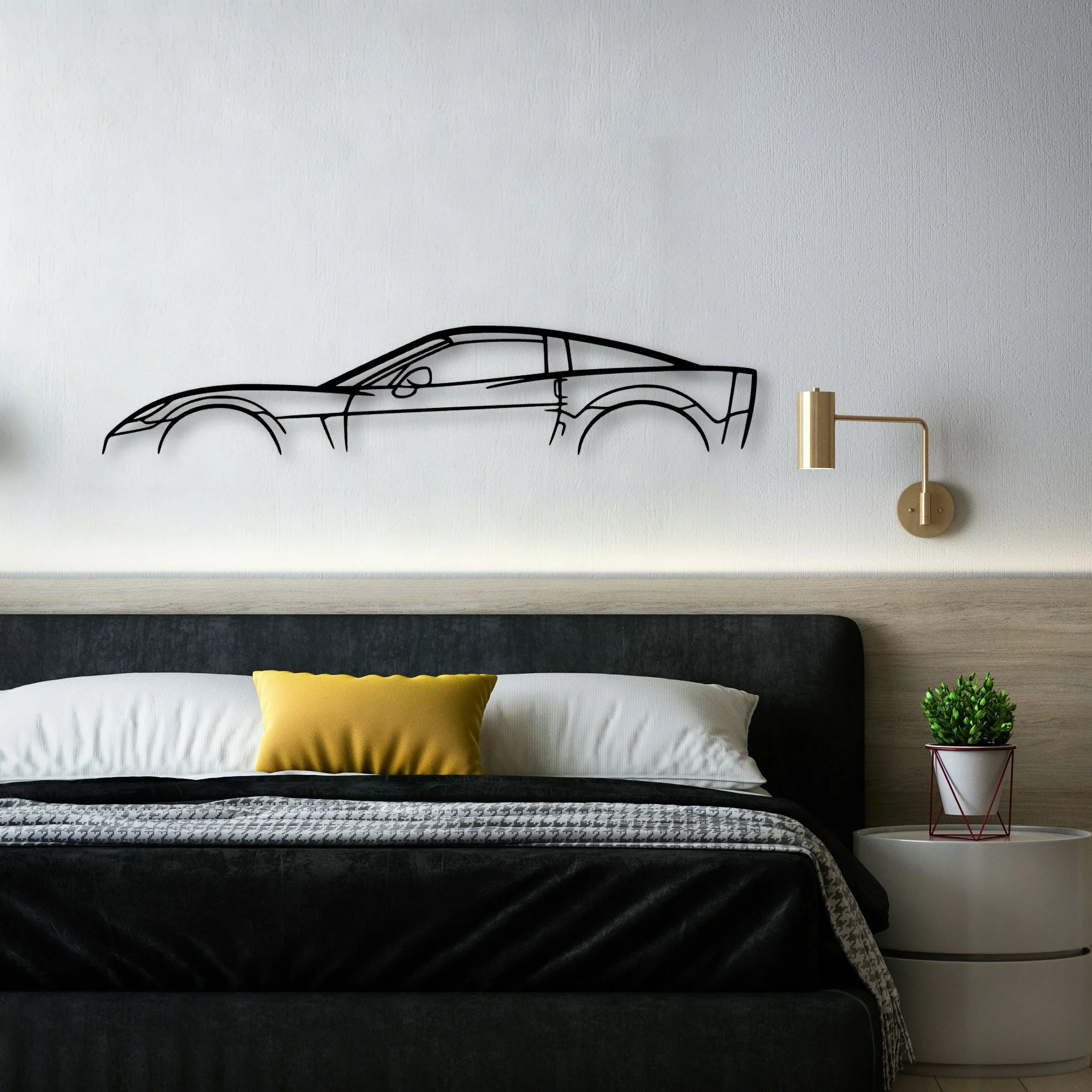 C6 Z06 2 Classic Silhouette Metal Wall Art - Automotive Garage Decor