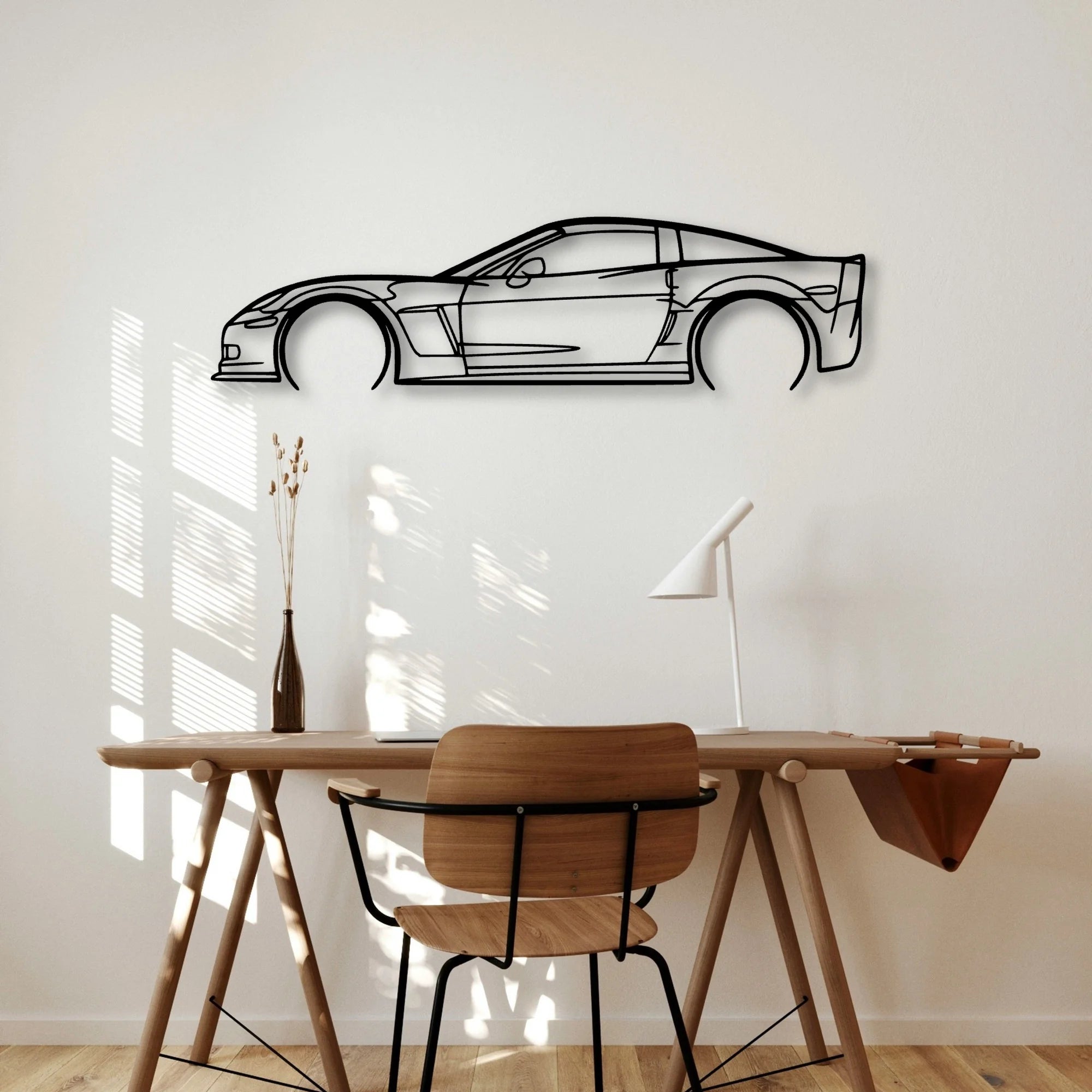 C6 Z06 3 Classic Silhouette Metal Wall Art - Automotive Garage Decor