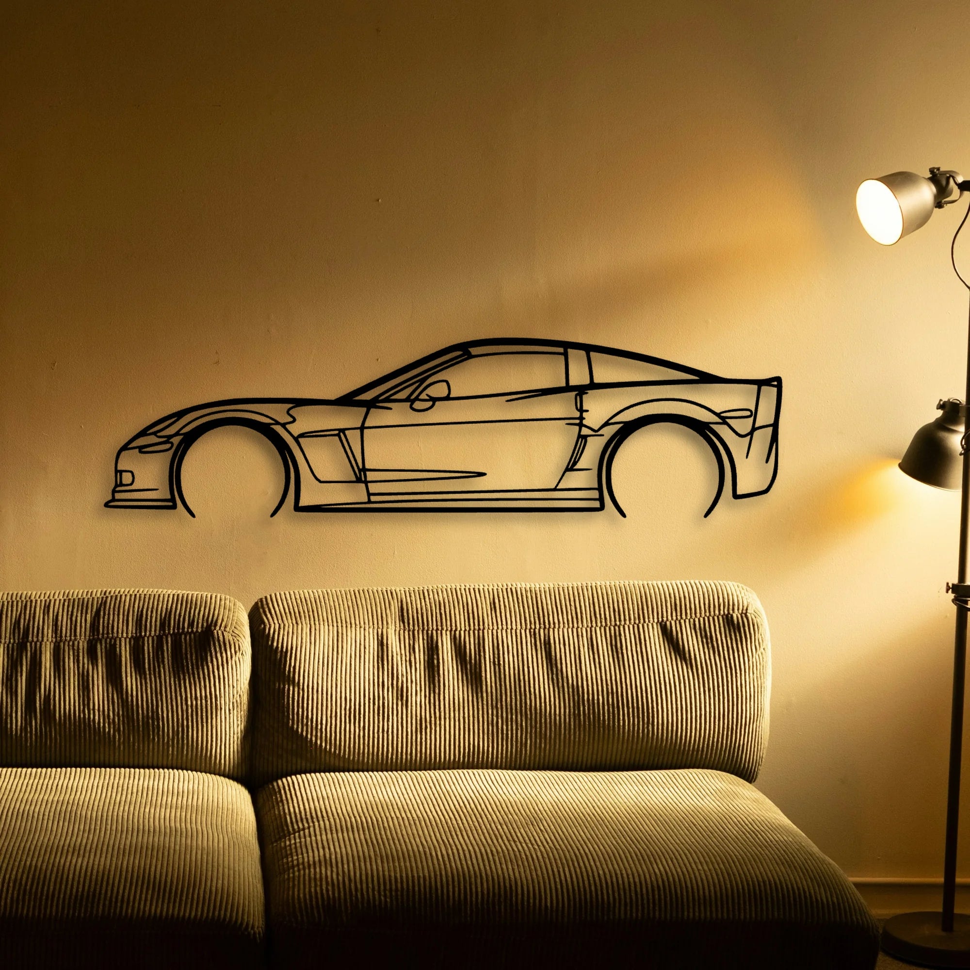 C6 Z06 3 Classic Silhouette Metal Wall Art - Automotive Garage Decor