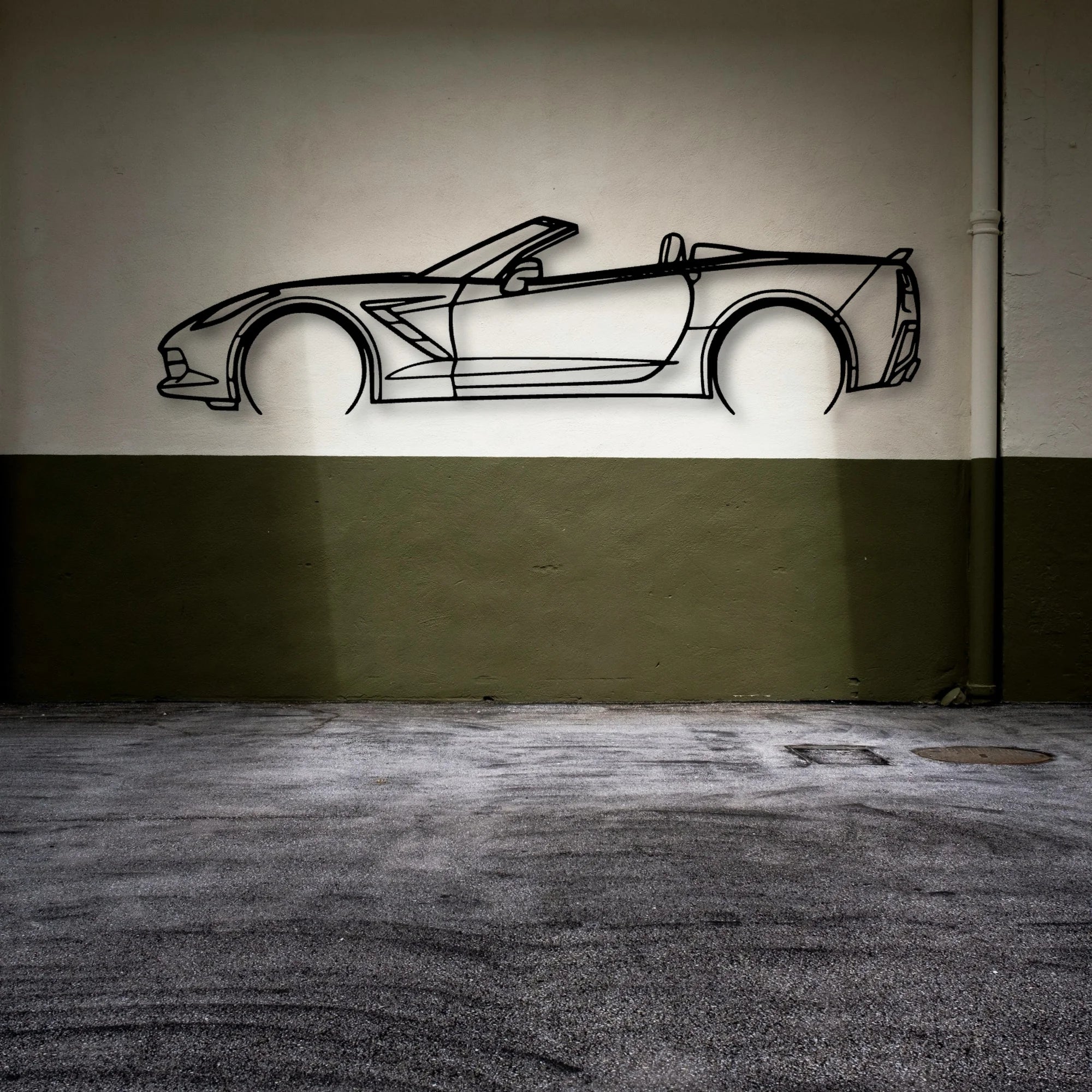 C7 2014 Cabrio Classic Silhouette Metal Wall Art - Automotive Garage Decor