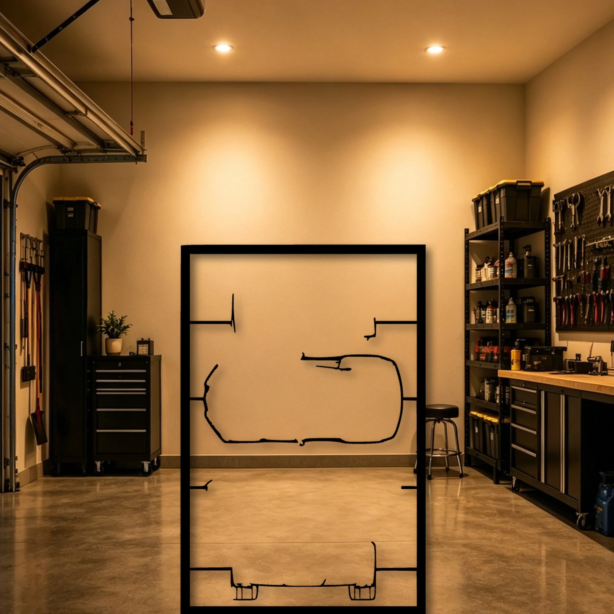 C7 Frame Classic Silhouette Metal Wall Art - Automotive Garage Decor