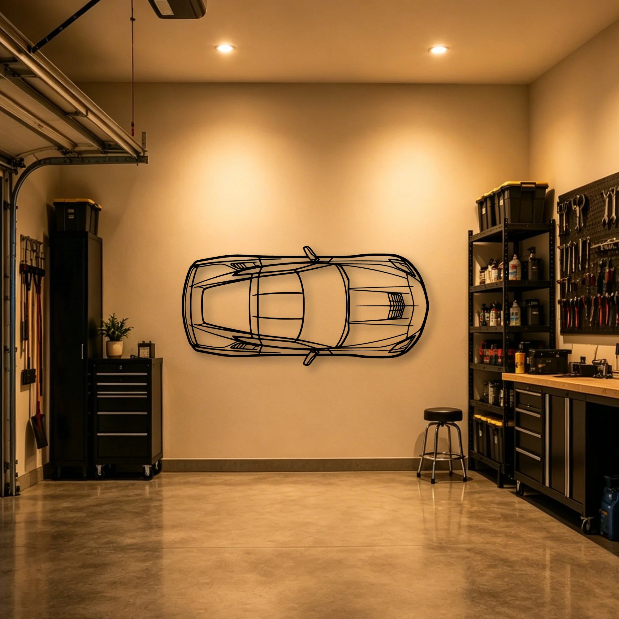 C7 TOP Classic Silhouette Metal Wall Art - Automotive Garage Decor