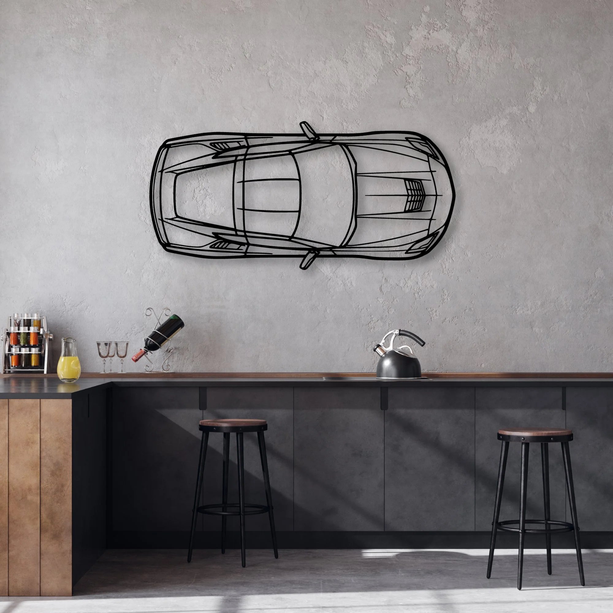 C7 TOP Classic Silhouette Metal Wall Art - Automotive Garage Decor