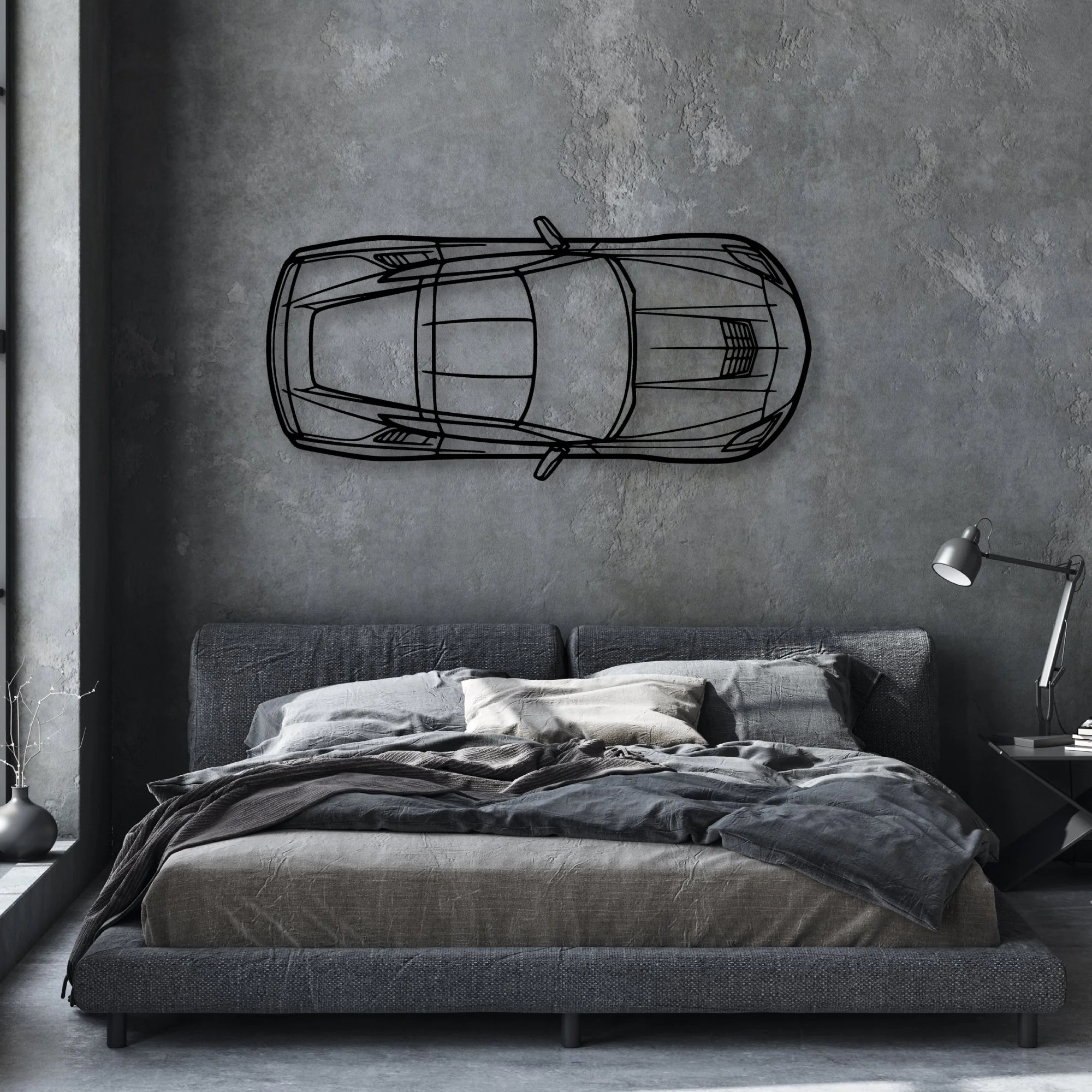 C7 TOP Classic Silhouette Metal Wall Art - Automotive Garage Decor