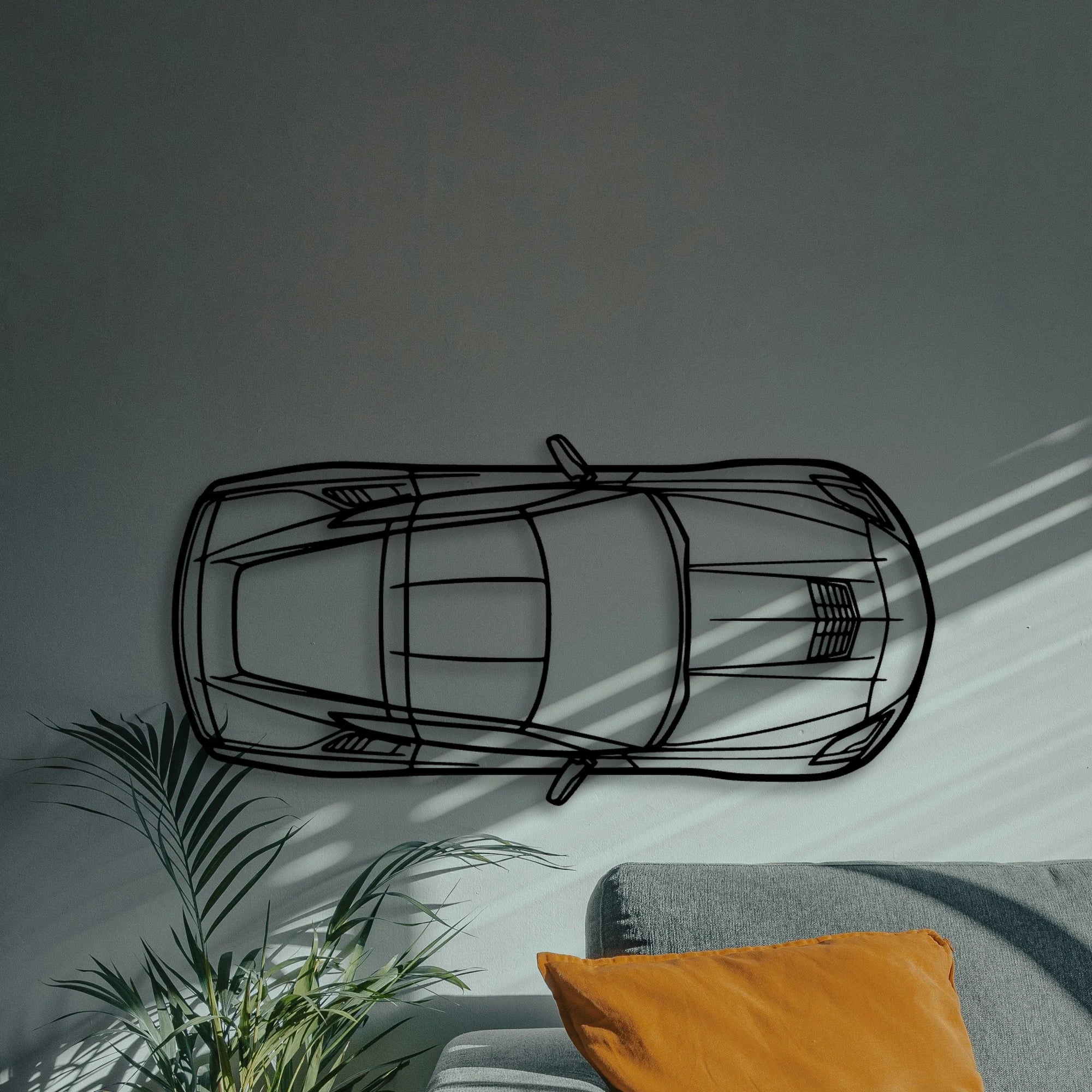 C7 TOP Classic Silhouette Metal Wall Art - Automotive Garage Decor