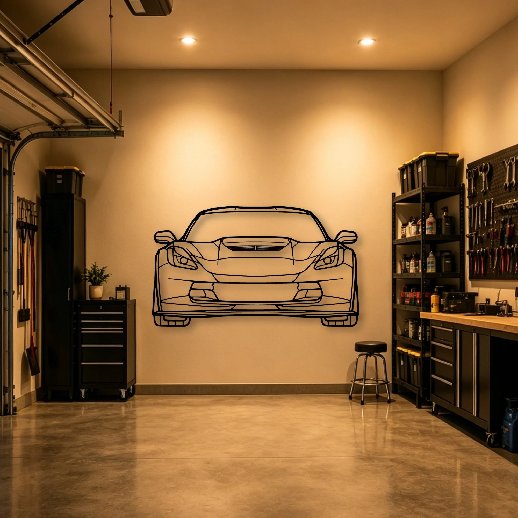 C7 Z06 2019 Classic Silhouette Metal Wall Art - Automotive Garage Decor