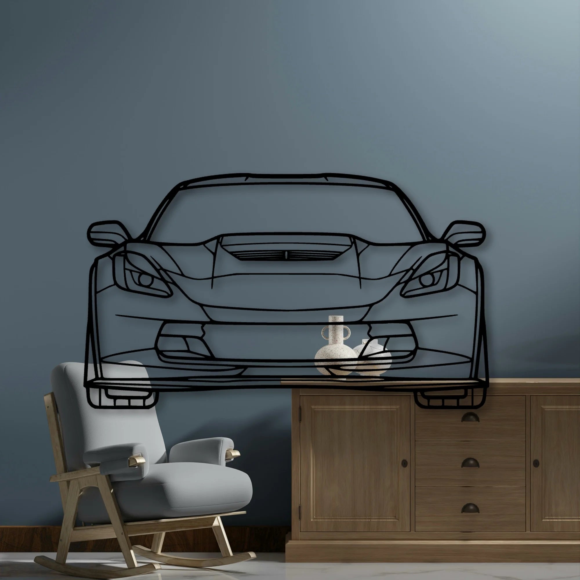 C7 Z06 2019 Classic Silhouette Metal Wall Art - Automotive Garage Decor