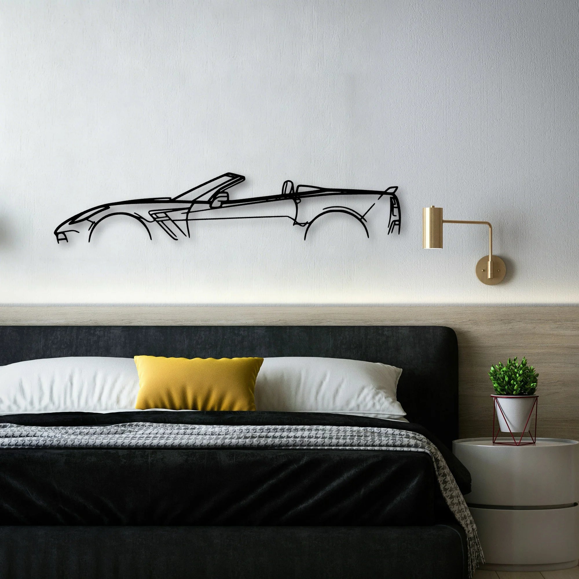 C7 Z06 Cabrio 2016 Classic Silhouette Metal Wall Art - Automotive Garage Decor