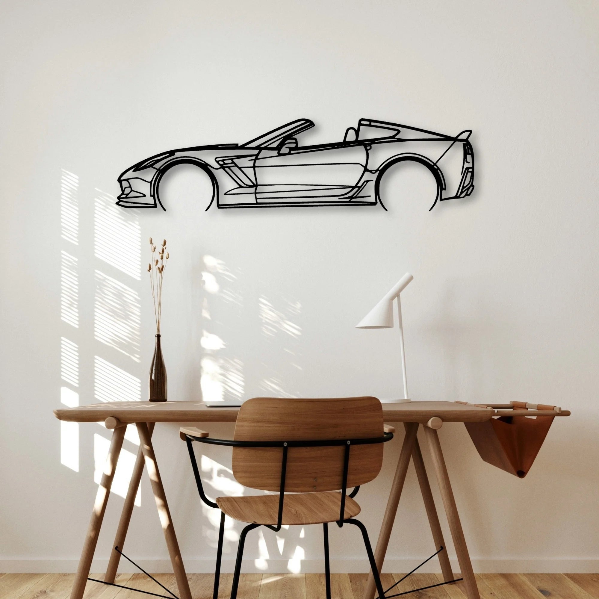C7 Z06 Top Off 2 Classic Silhouette Metal Wall Art - Automotive Garage Decor
